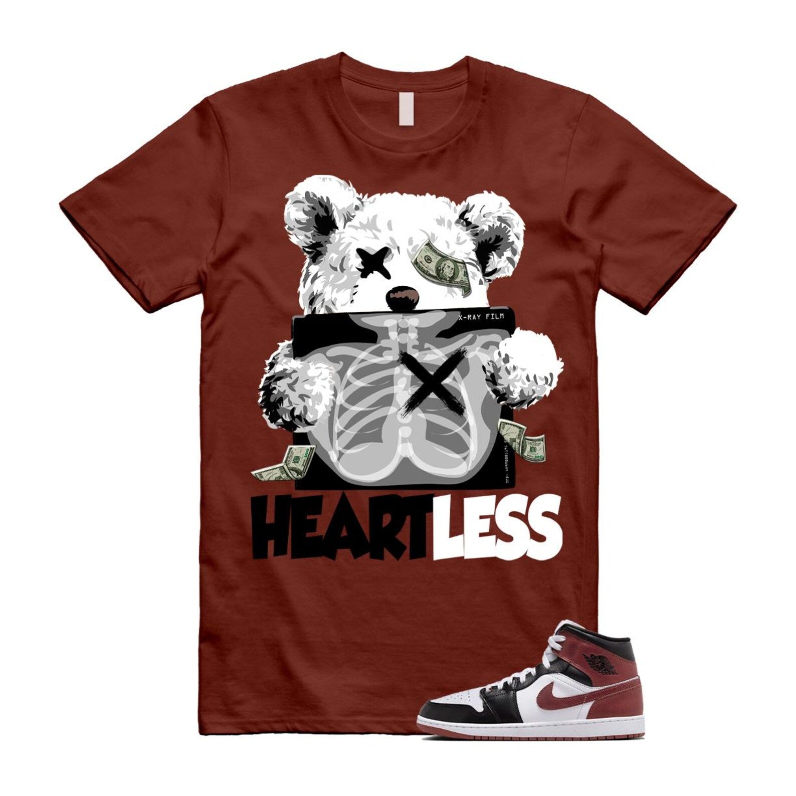 1 Dark Pony White Black Mid SE T Shirt Match HEART HF3216-102 T-Shirt, Sneaker Match Tee