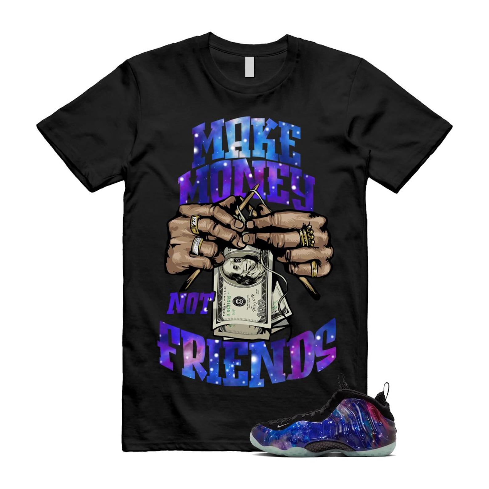 Galaxy Air Foamposite One 2025 Obsidian Black Anthracite T Shirt Match MM, FQ4303-400 Sneaker Match Tees T-Shirt, Sneaker Match Tee