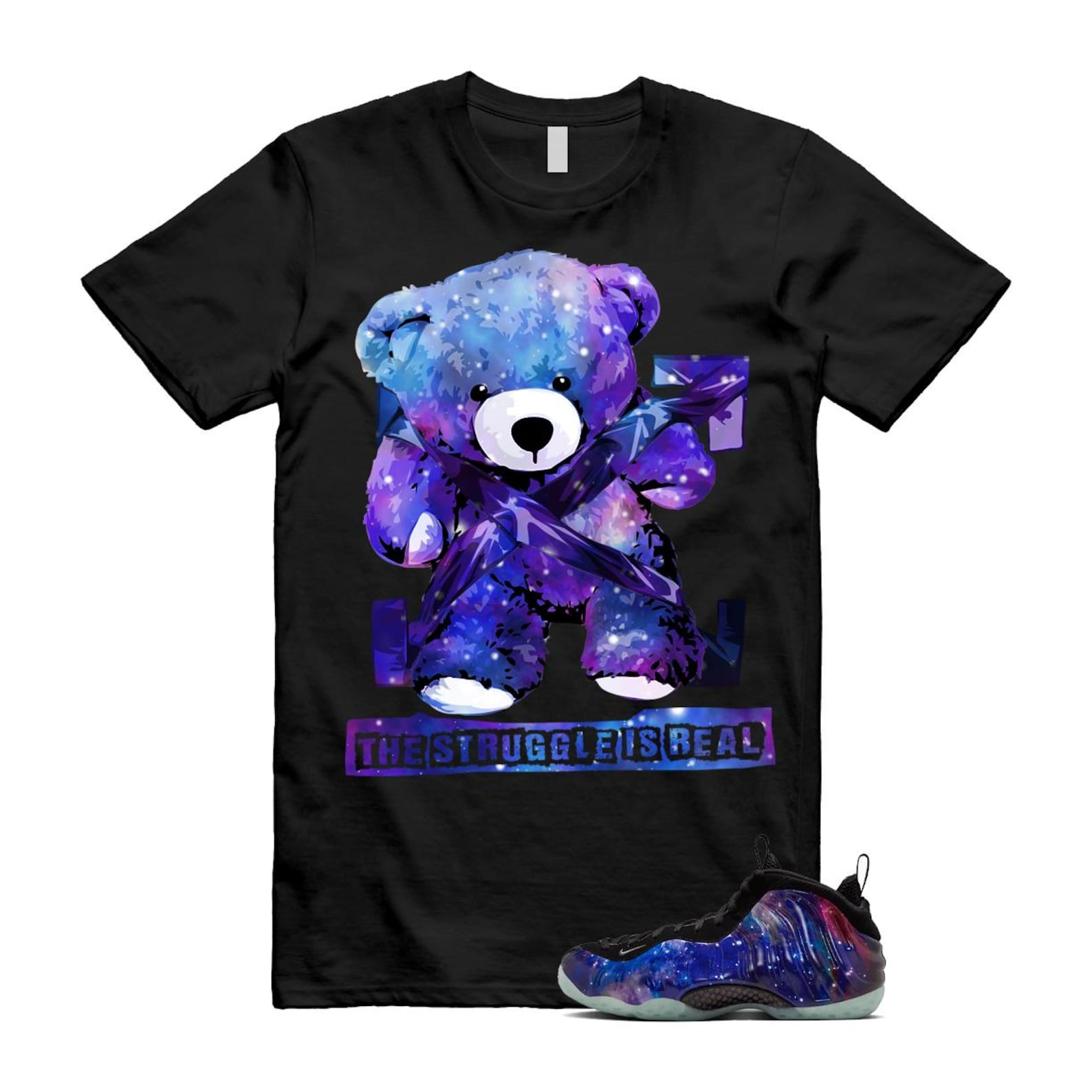 Galaxy Air Foamposite One 2025 Obsidian Black Anthracite T Shirt Match STRUG, FQ4303-400 Sneaker Match Tees T-Shirt, Sneaker Match Tee