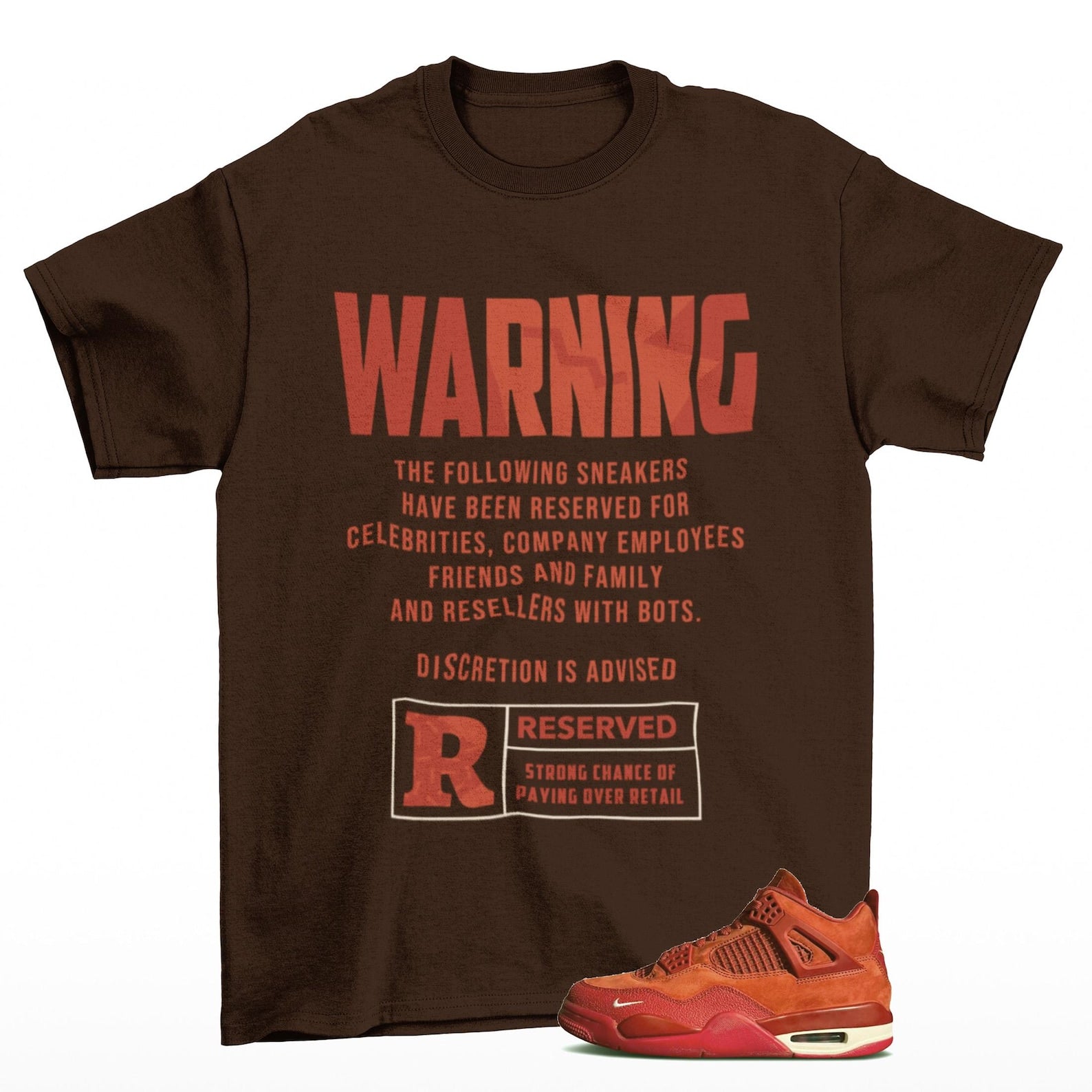 Reserved Jordan 4 Brick by Brick Sneaker Matching Tee Shirt Brown, HF4340-800 Sneaker Match Tees T-Shirt, Sneaker Match Tee