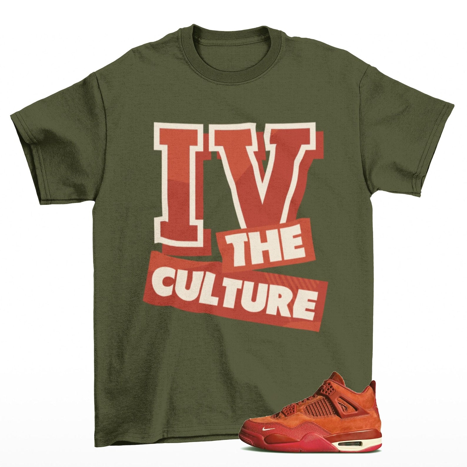 For The Culture Jordan 4 Brick by Brick Sneaker Matching Tee Shirt Green, HF4340-800 Sneaker Match Tees T-Shirt, Sneaker Match Tee