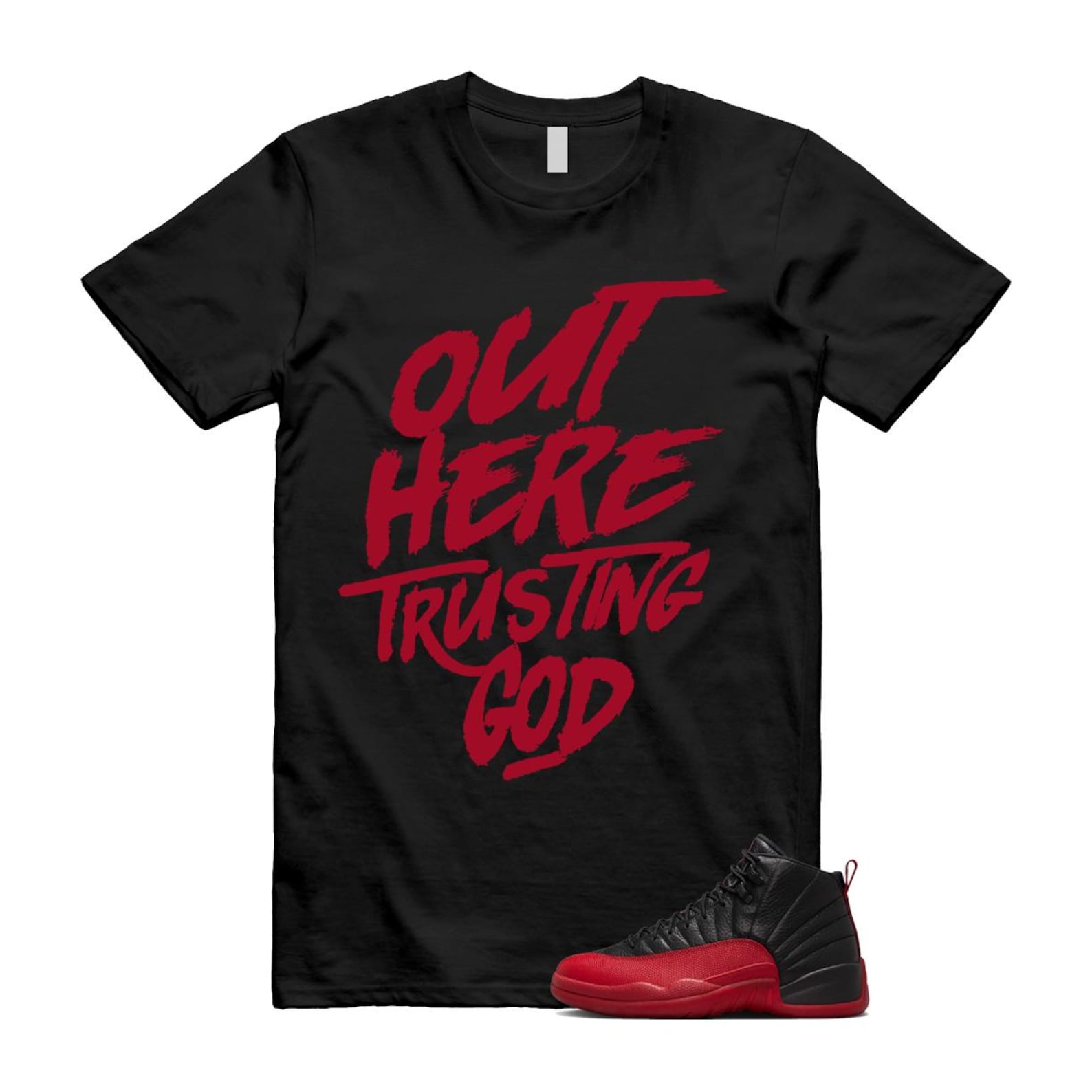 12 Flu Game 2025 Black Varsity Red T Shirt Match TG, 153265-002 Sneaker Match Tees T-Shirt, Sneaker Match Tee