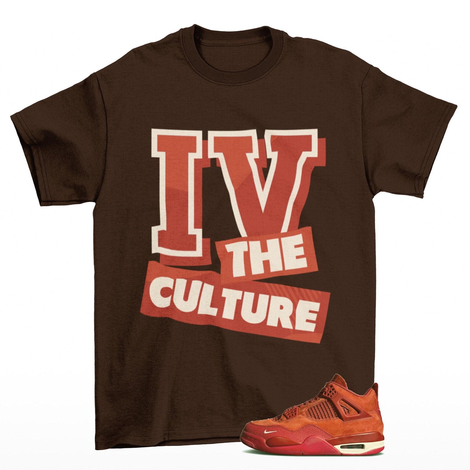 For The Culture Jordan 4 Brick by Brick Sneaker Matching Tee Shirt Brown, HF4340-800 Sneaker Match Tees T-Shirt, Sneaker Match Tee