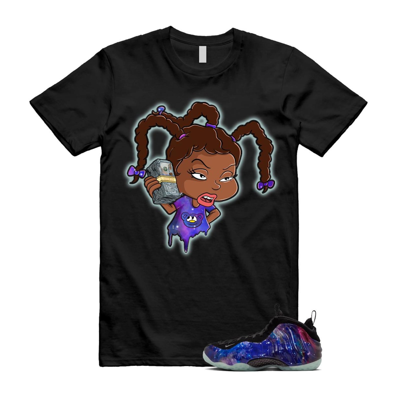 Galaxy Air Foamposite One 2025 Obsidian Black Anthracite T Shirt Match SUSIE, FQ4303-400 Sneaker Match Tees T-Shirt, Sneaker Match Tee