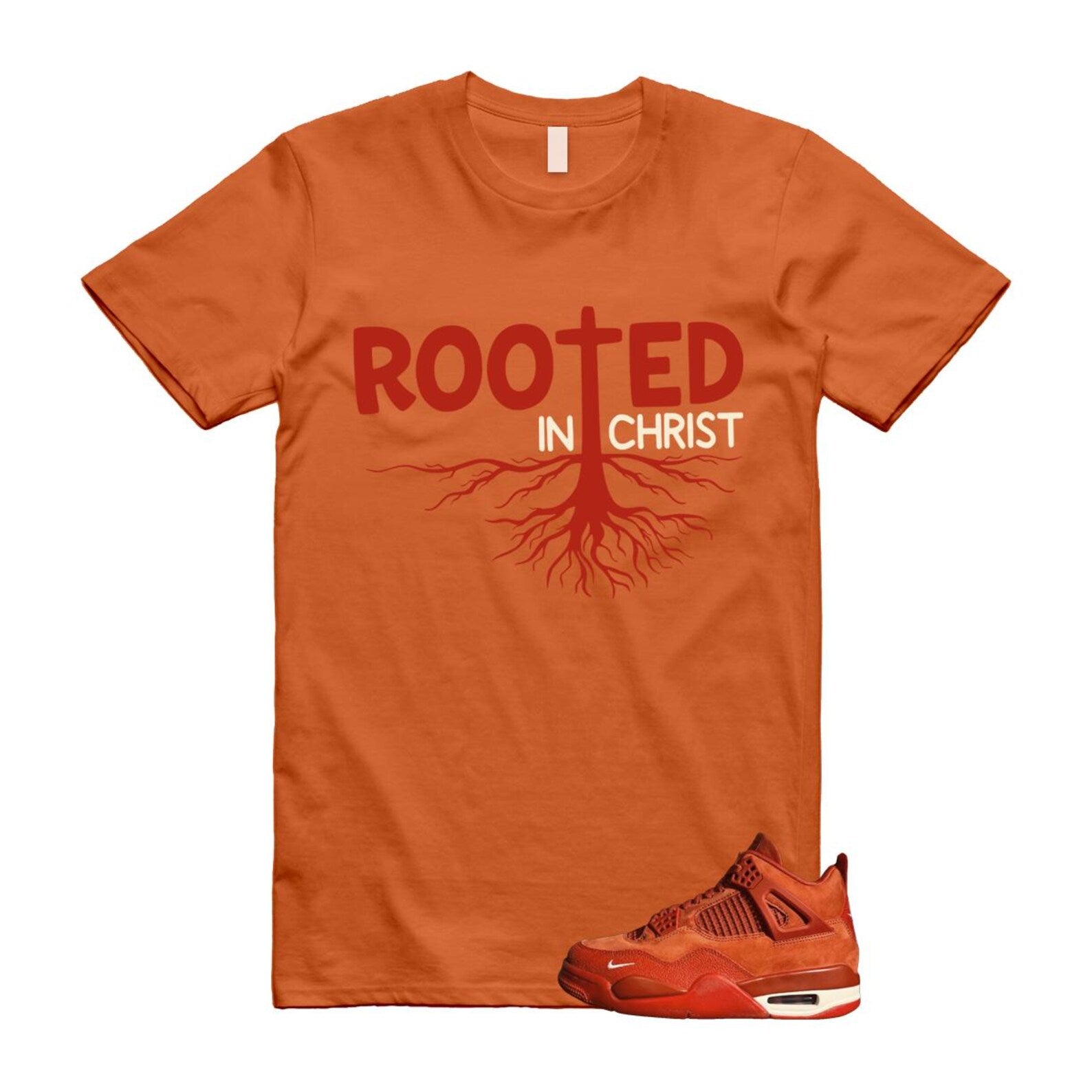 4 Brick By Brick Cinnabar Firewood Orange T Shirt Match ROOTED, HF4340-800 Sneaker Match Tees T-Shirt, Sneaker Match Tee