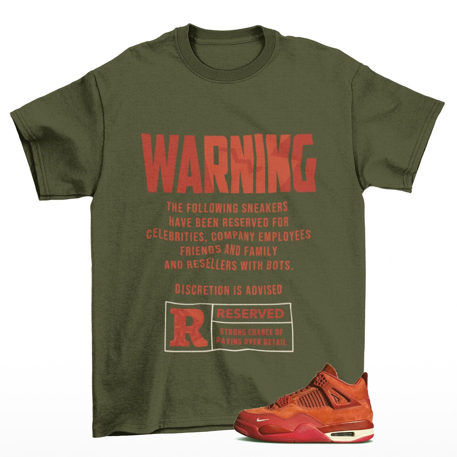 Reserved Jordan 4 Brick by Brick Sneaker Matching Tee Shirt Green, HF4340-800 Sneaker Match Tees T-Shirt, Sneaker Match Tee