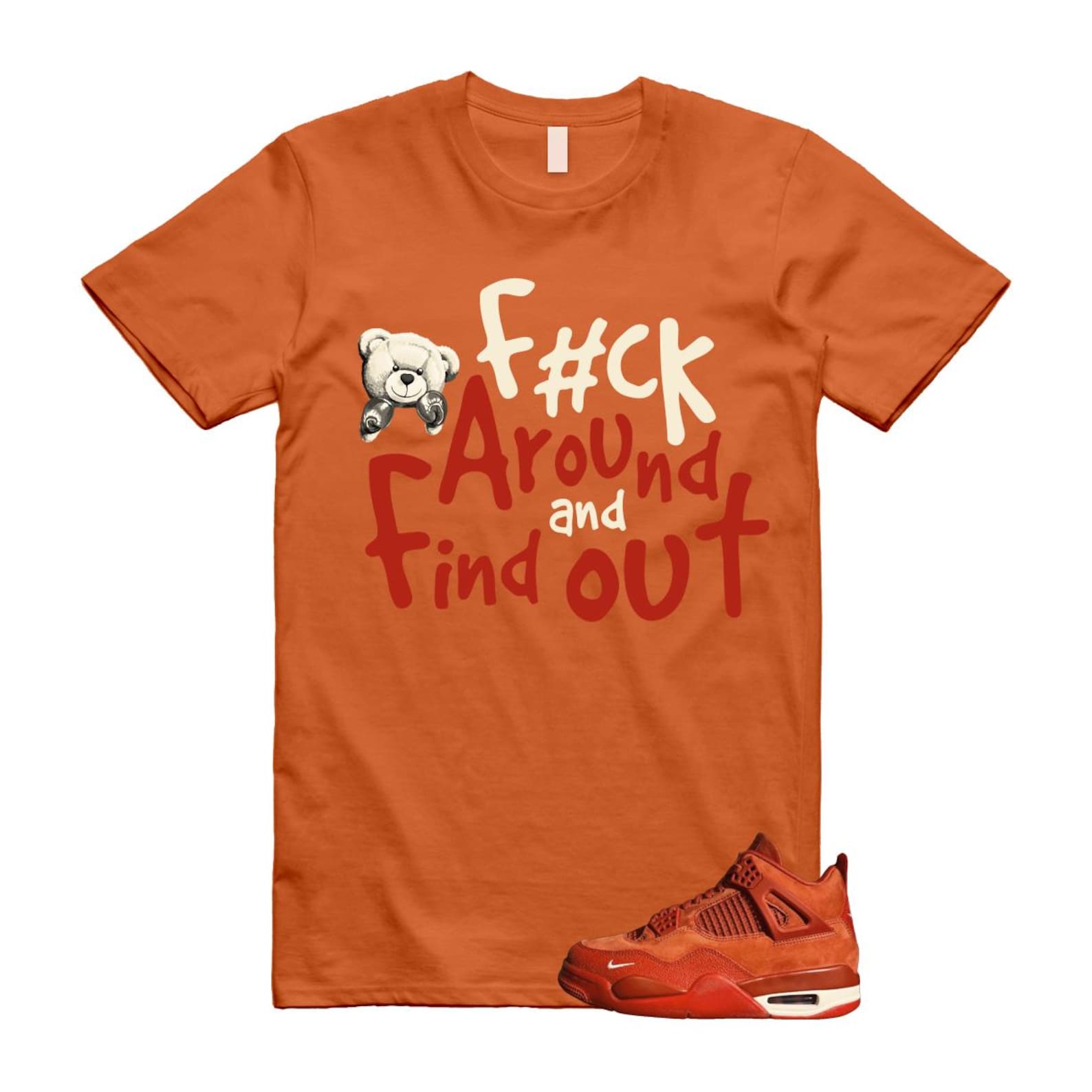 4 Brick By Brick Cinnabar Firewood Orange T Shirt Match FCK, HF4340-800 Sneaker Match Tees T-Shirt, Sneaker Match Tee