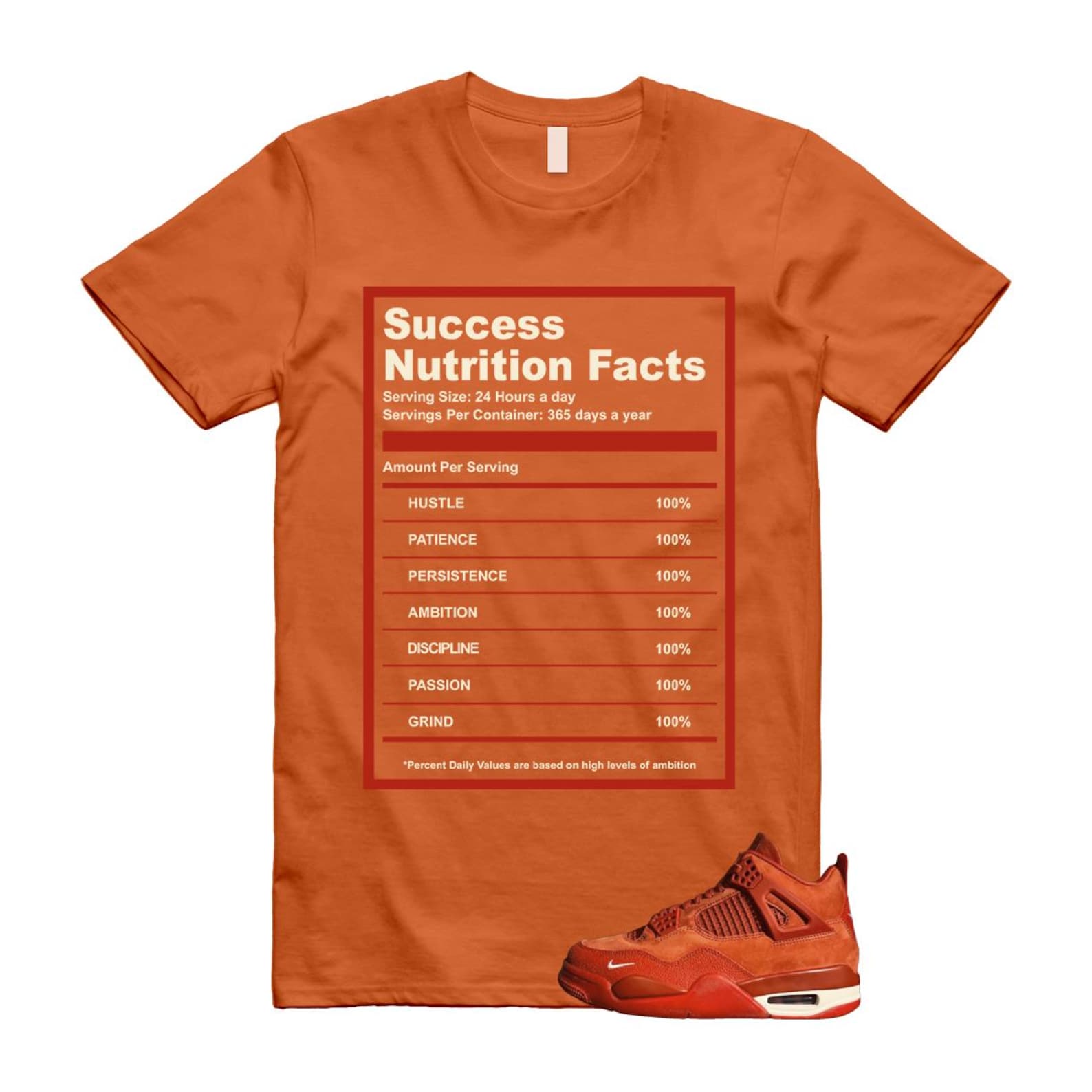 4 Brick By Brick Cinnabar Firewood Orange T Shirt Match SUCC, HF4340-800 Sneaker Match Tees T-Shirt, Sneaker Match Tee