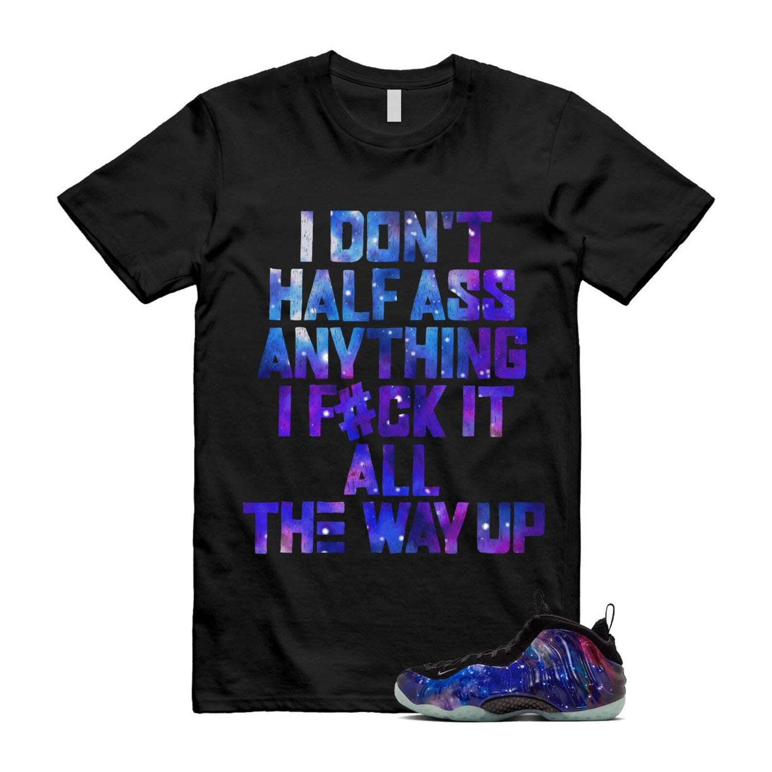 Galaxy Air Foamposite One 2025 Obsidian Black Anthracite T Shirt Match HALF, FQ4303-400 Sneaker Match Tees T-Shirt, Sneaker Match Tee