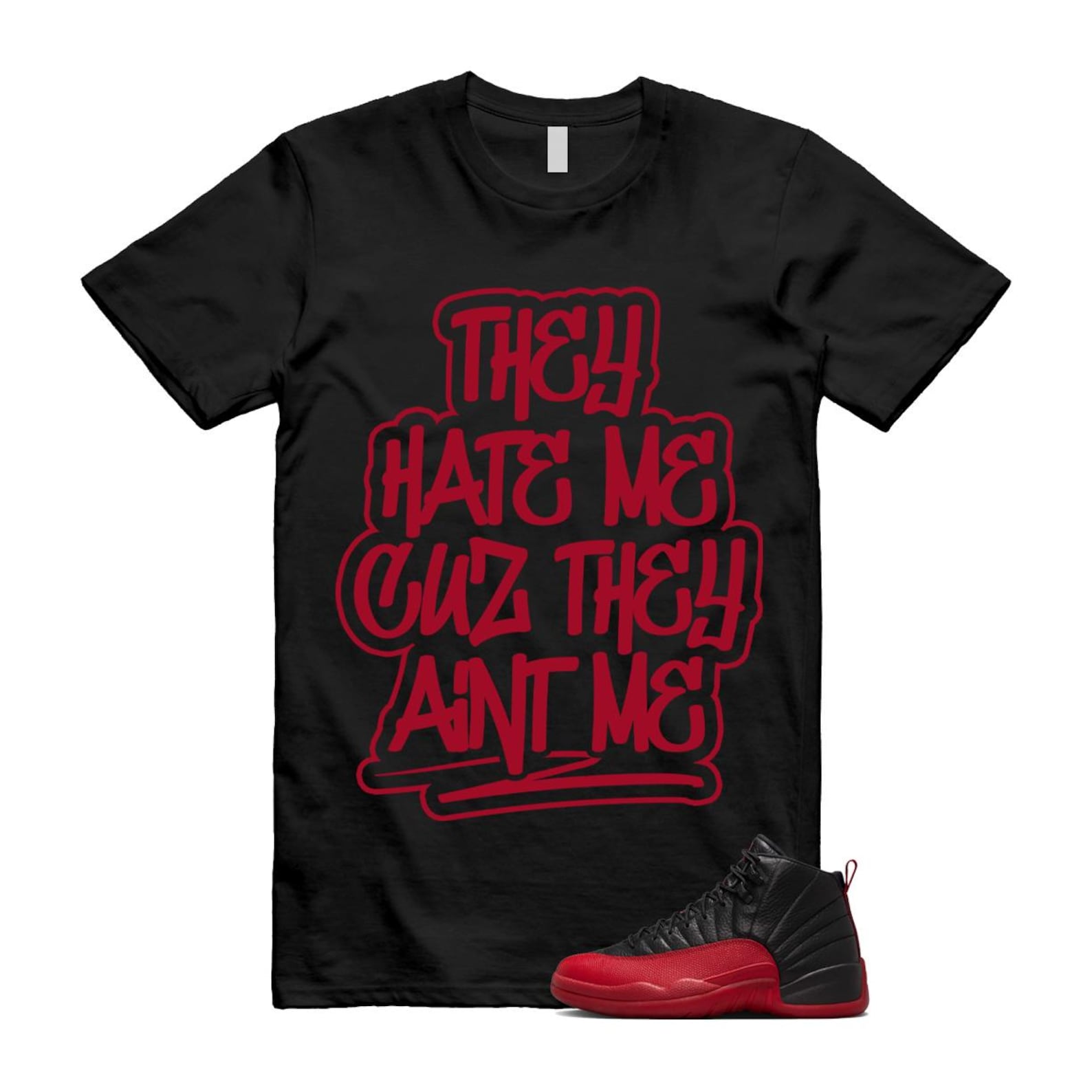 12 Flu Game 2025 Black Varsity Red T Shirt Match AINT, 153265-002 Sneaker Match Tees T-Shirt, Sneaker Match Tee