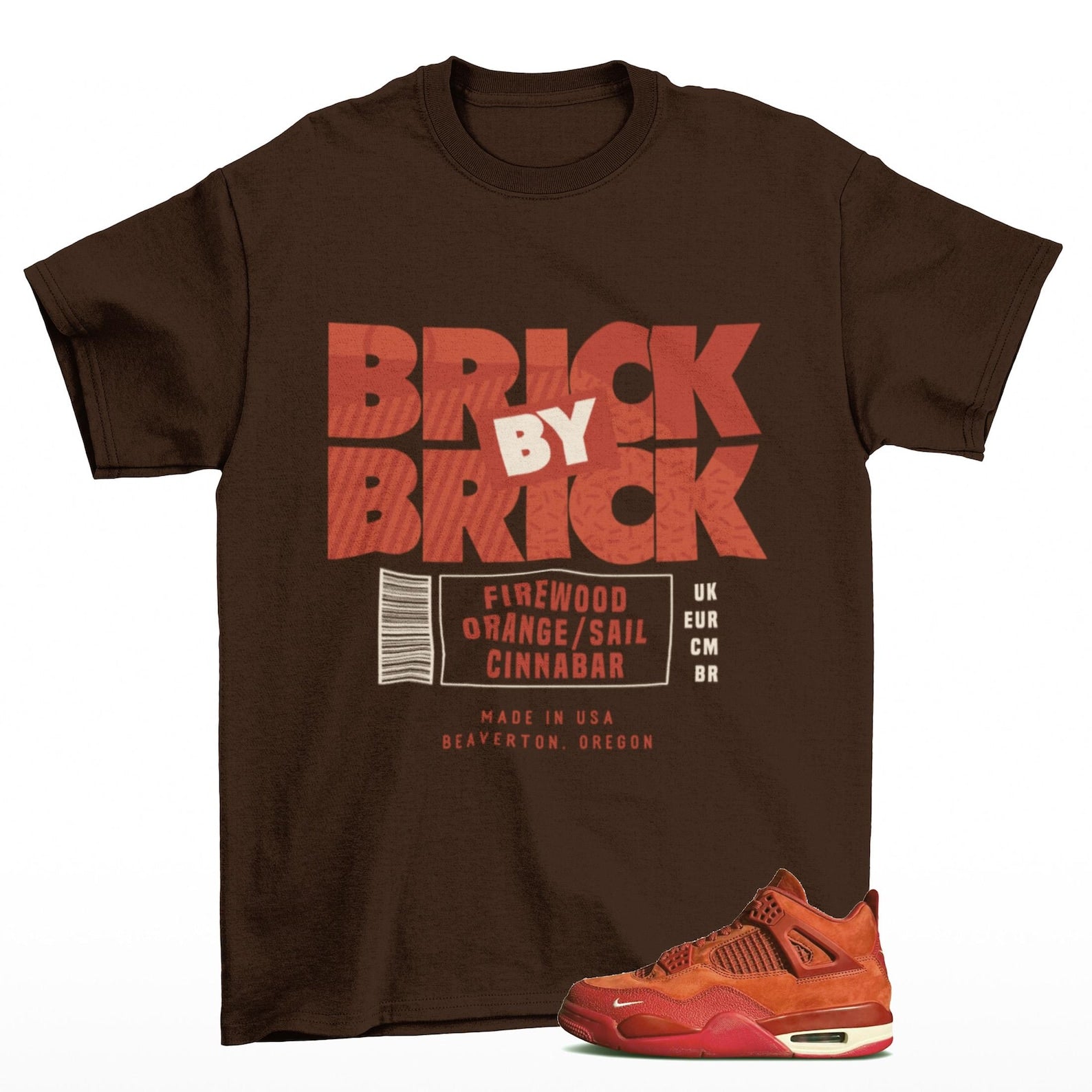 Sneaker Label Jordan 4 Brick by Brick Sneaker Matching Tee Shirt Brown, HF4340-800 Sneaker Match Tees T-Shirt, Sneaker Match Tee