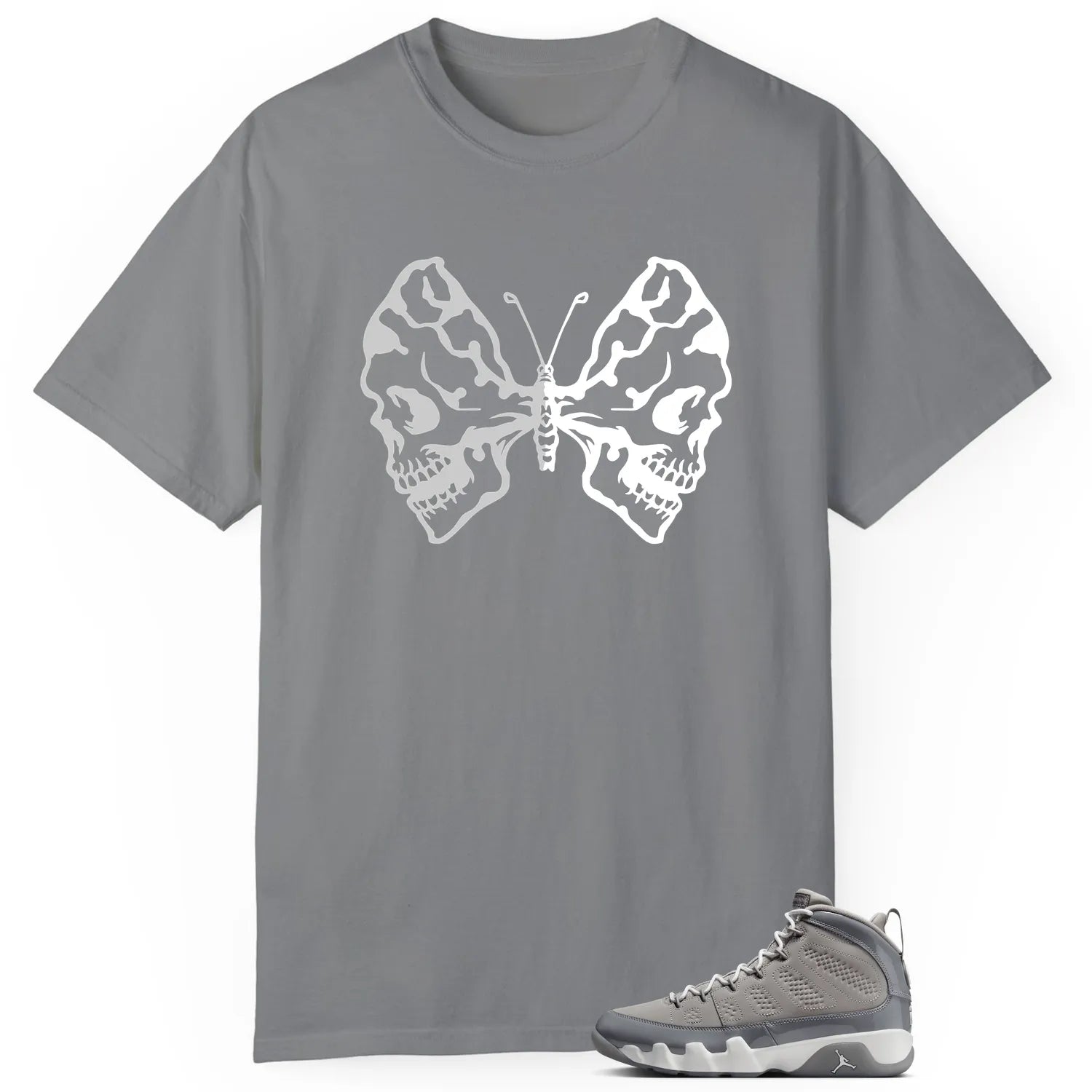 Butterfly Skulls Shirt for Jordan 9 Cool Grey Fans HV4794-011 T-Shirt, Sneaker Match Tee