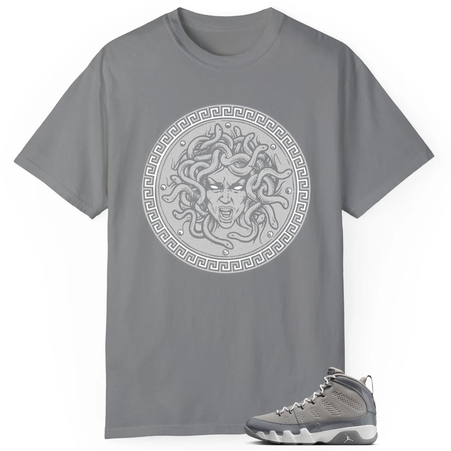 Medusa T-Shirt for Jordan 9 Cool Grey Kicks HV4794-011 T-Shirt, Sneaker Match Tee