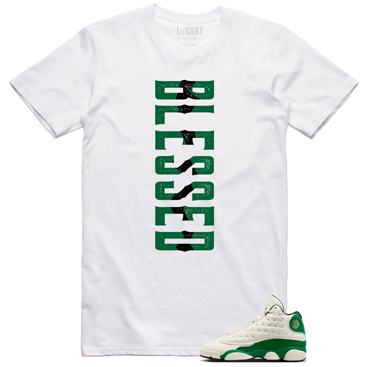 Blessed T-Shirt, Air Jordan 13 Pine Green 2025 Match HQ0779-103 T-Shirt, Sneaker Match Tee