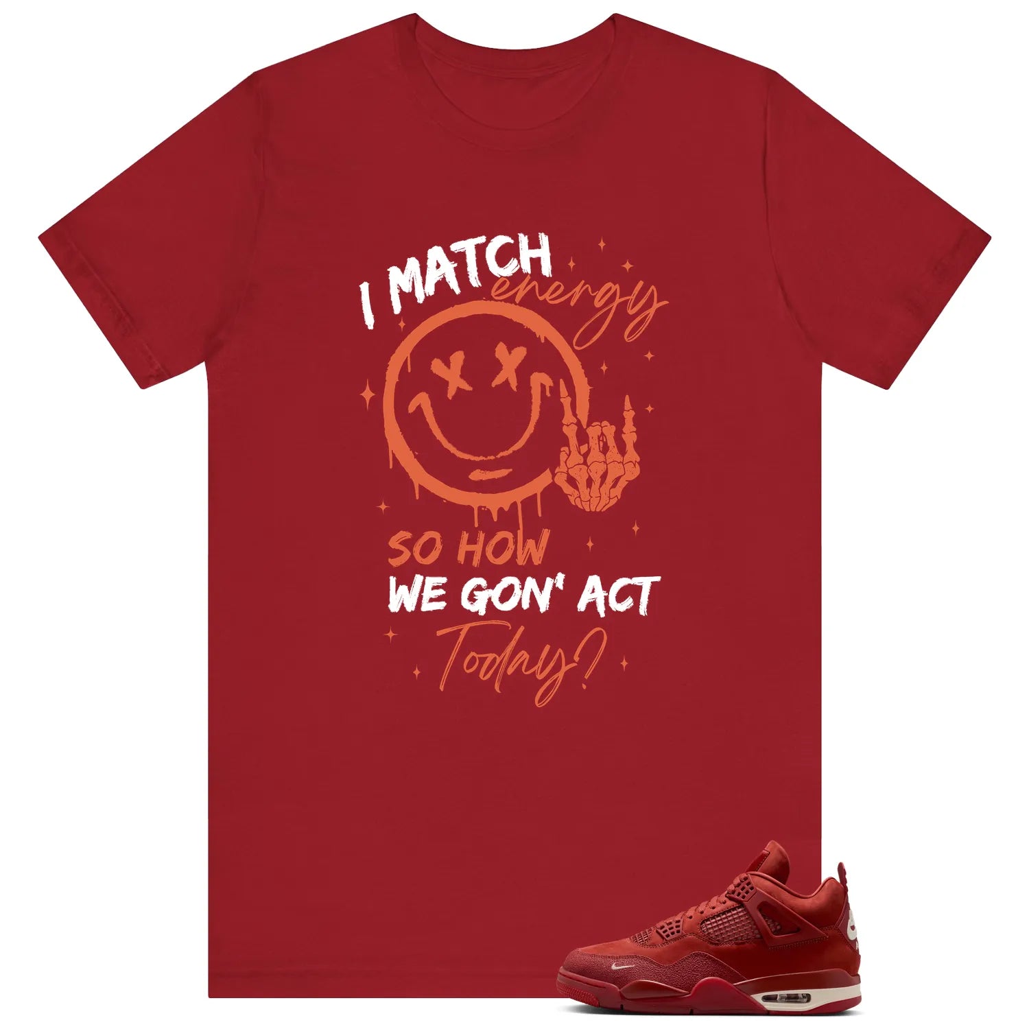 Air Jordan 4 Red Cement Shirt To Match I Match Energy HF4340-800 Match Sneaker Tee