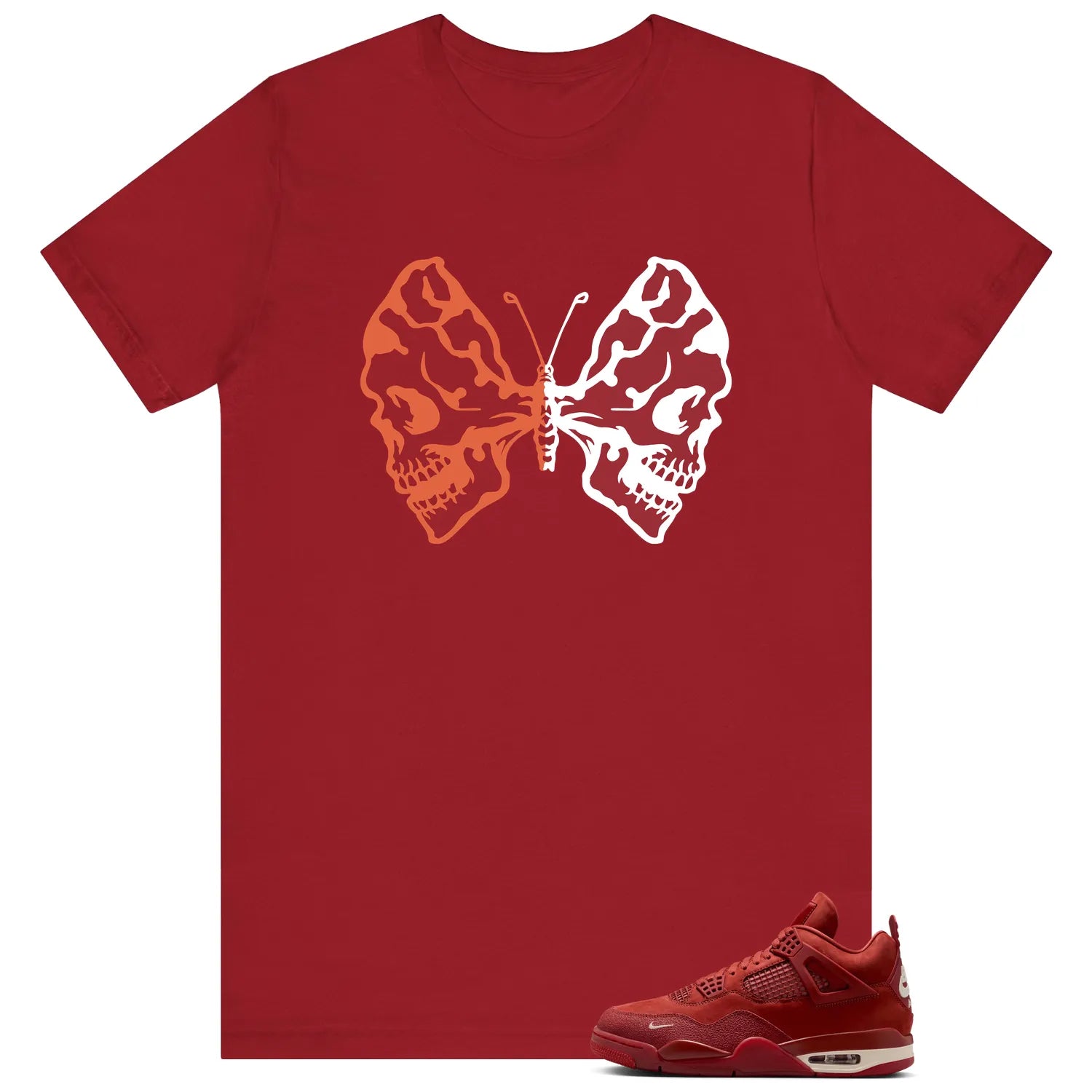 Butterfly Skulls Shirt for Nigel Sylvester x Air Jordan 4 Brick by Brick Fans HF4340-800 T-Shirt, Sneaker Match Tee