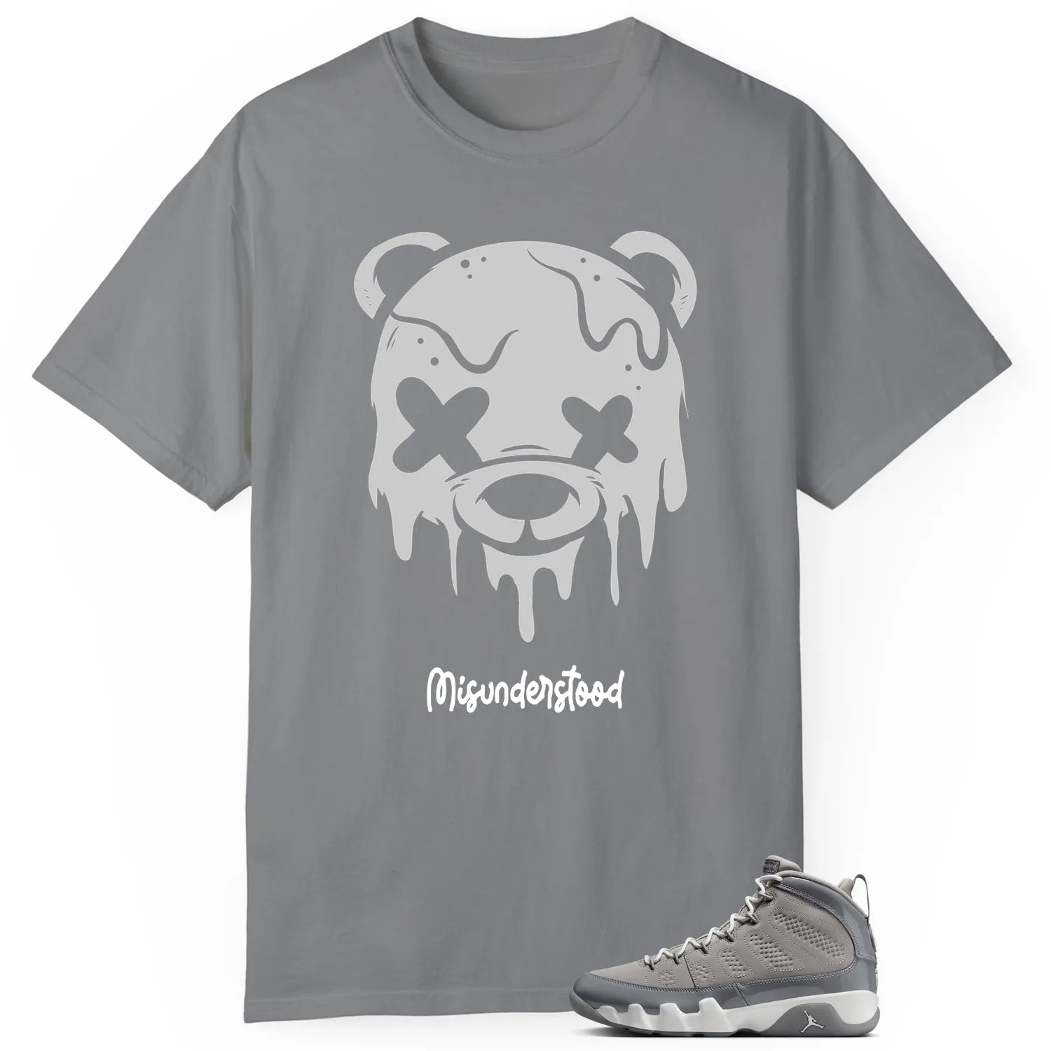Jordan 9 Cool Grey Matching T-Shirt, Drippy Bear Graphic HV4794-011 T-Shirt, Sneaker Match Tee
