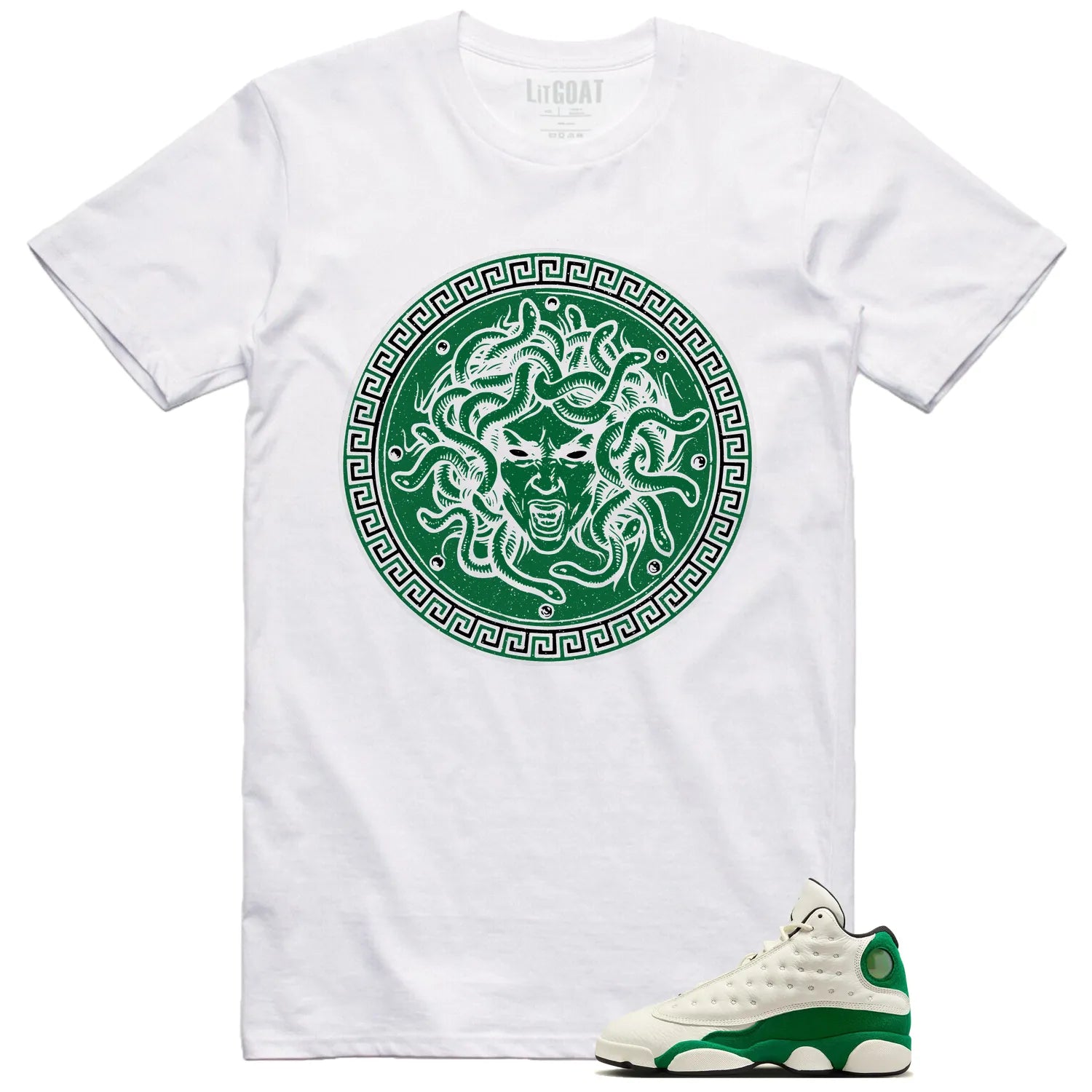 Medusa T-Shirt for Air Jordan 13 Pine Green 2025 Kicks HQ0779-103 T-Shirt, Sneaker Match Tee