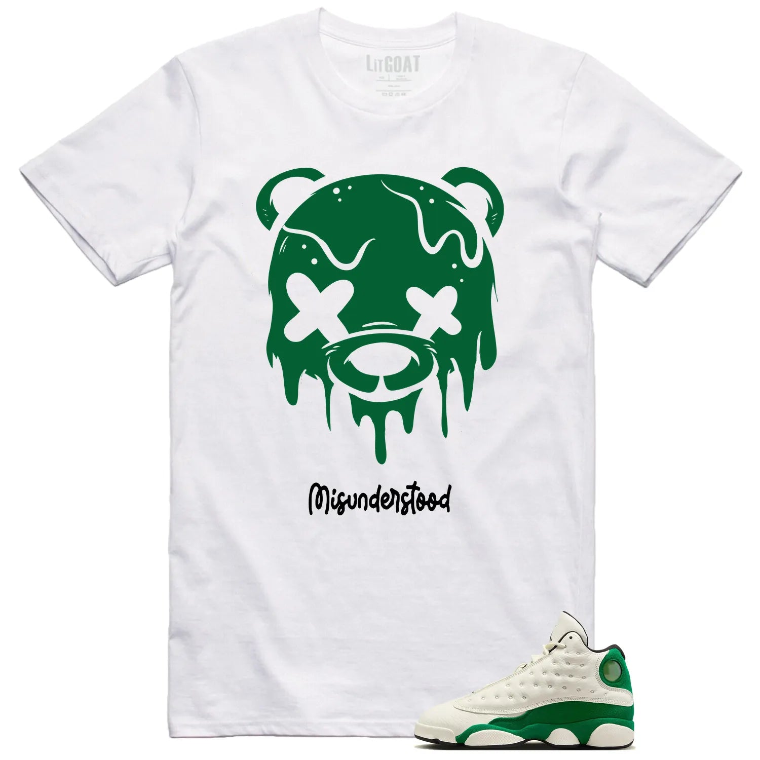 Air Jordan 13 Pine Green 2025 Matching T-Shirt, Drippy Bear Graphic HQ0779-103 T-Shirt, Sneaker Match Tee