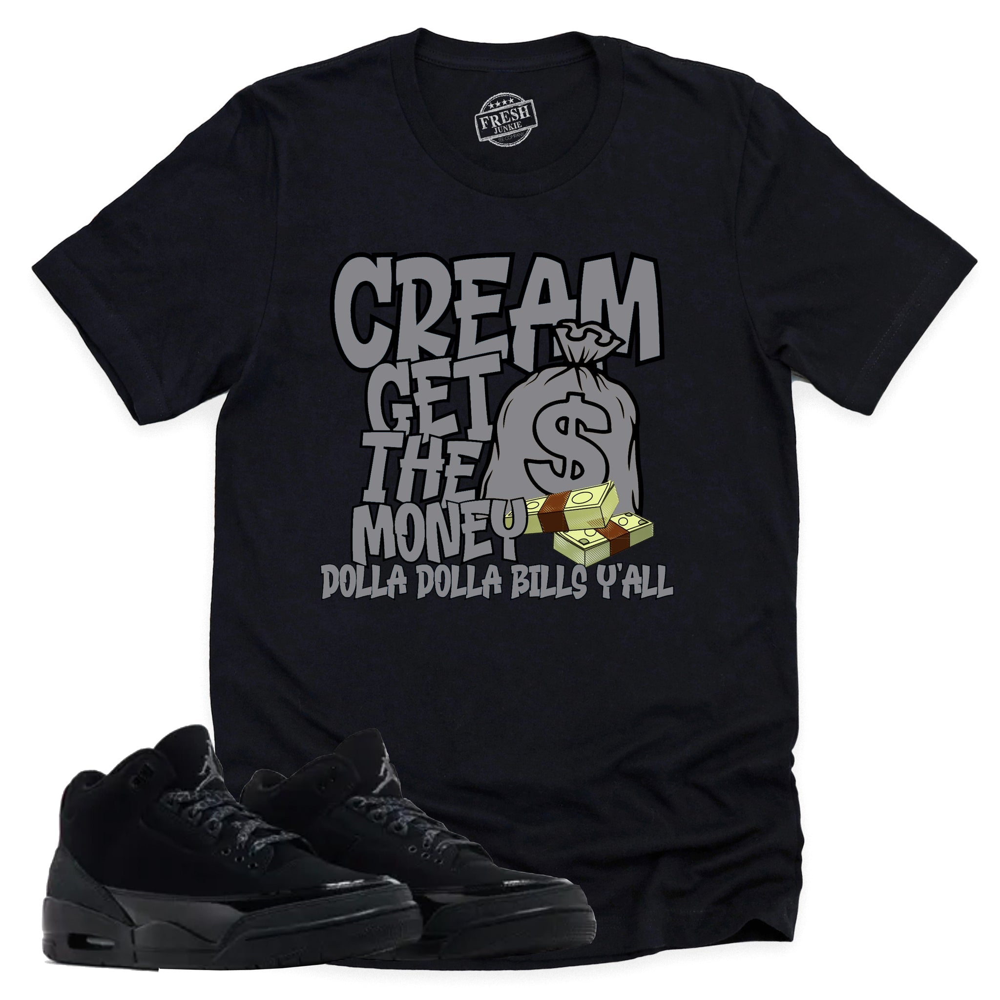 Cream Shirt, Retro Air Jordan 3 Black Cat Shirt Match Sneaker CT8532-001 T-Shirt, Sneaker Match Tee