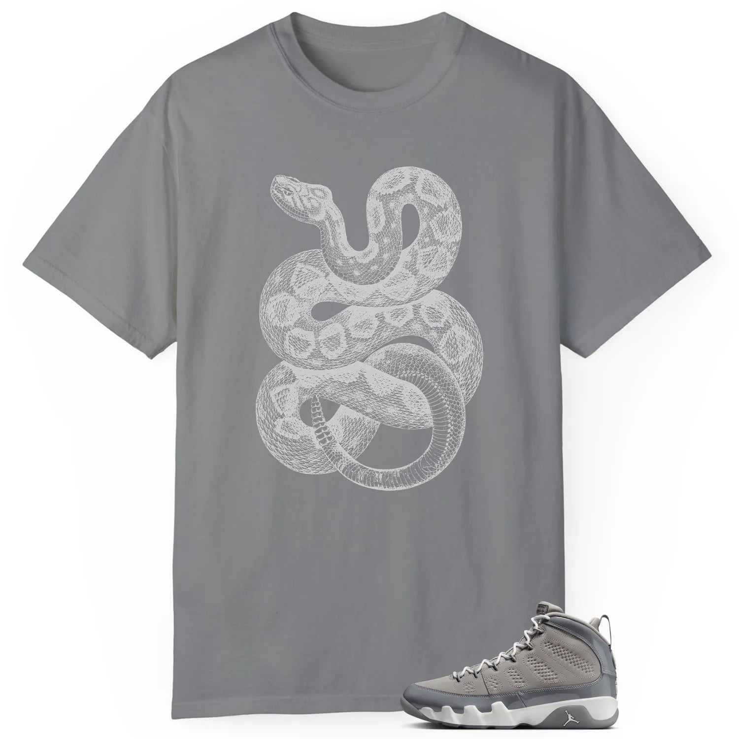 Python Snake Shirt for Jordan 9 Cool Grey Sneaker HV4794-011 T-Shirt, Sneaker Match Tee