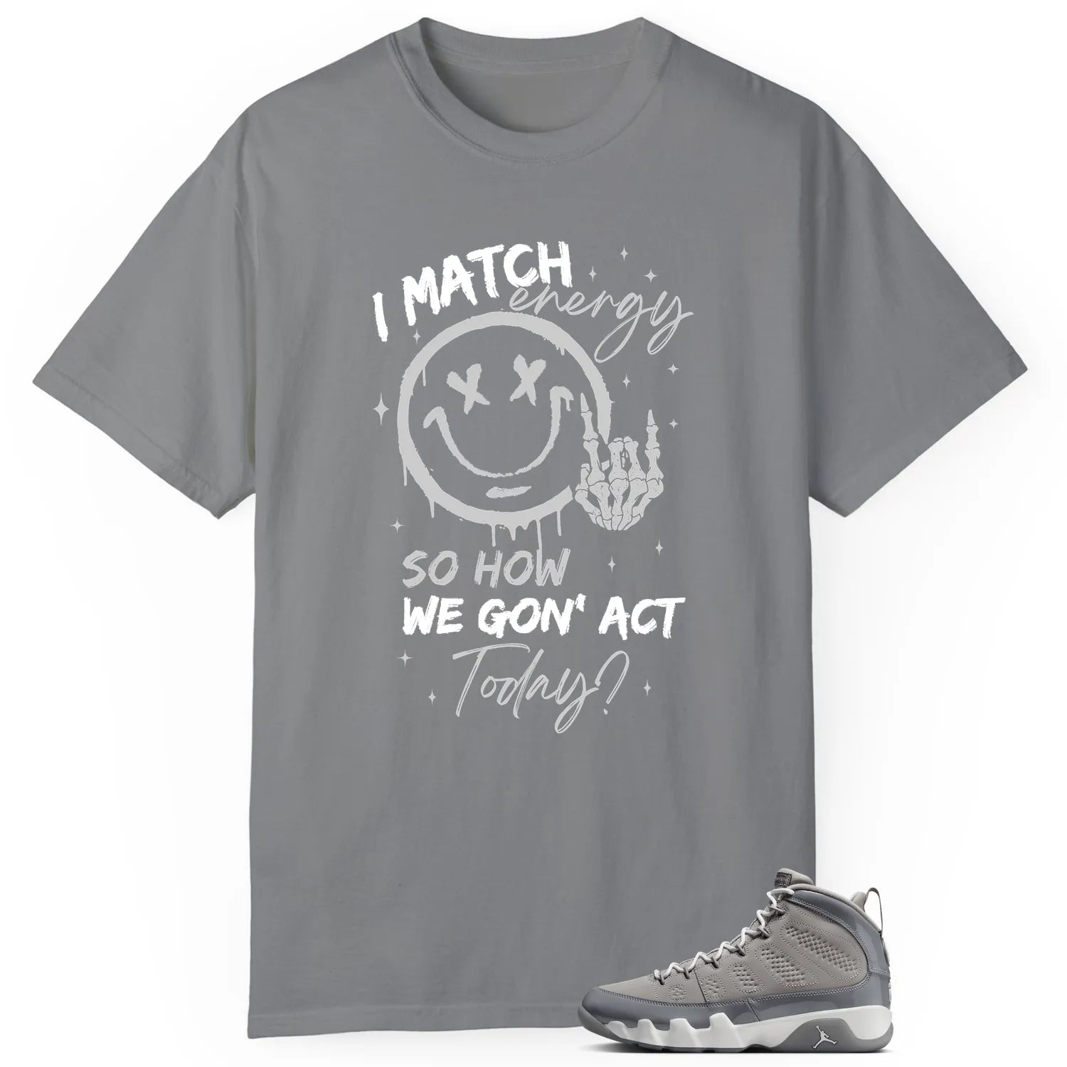 Jordan 9 Cool Grey Matching T-Shirt Shirt, Match Energy HV4794-011 T-Shirt, Sneaker Match Tee
