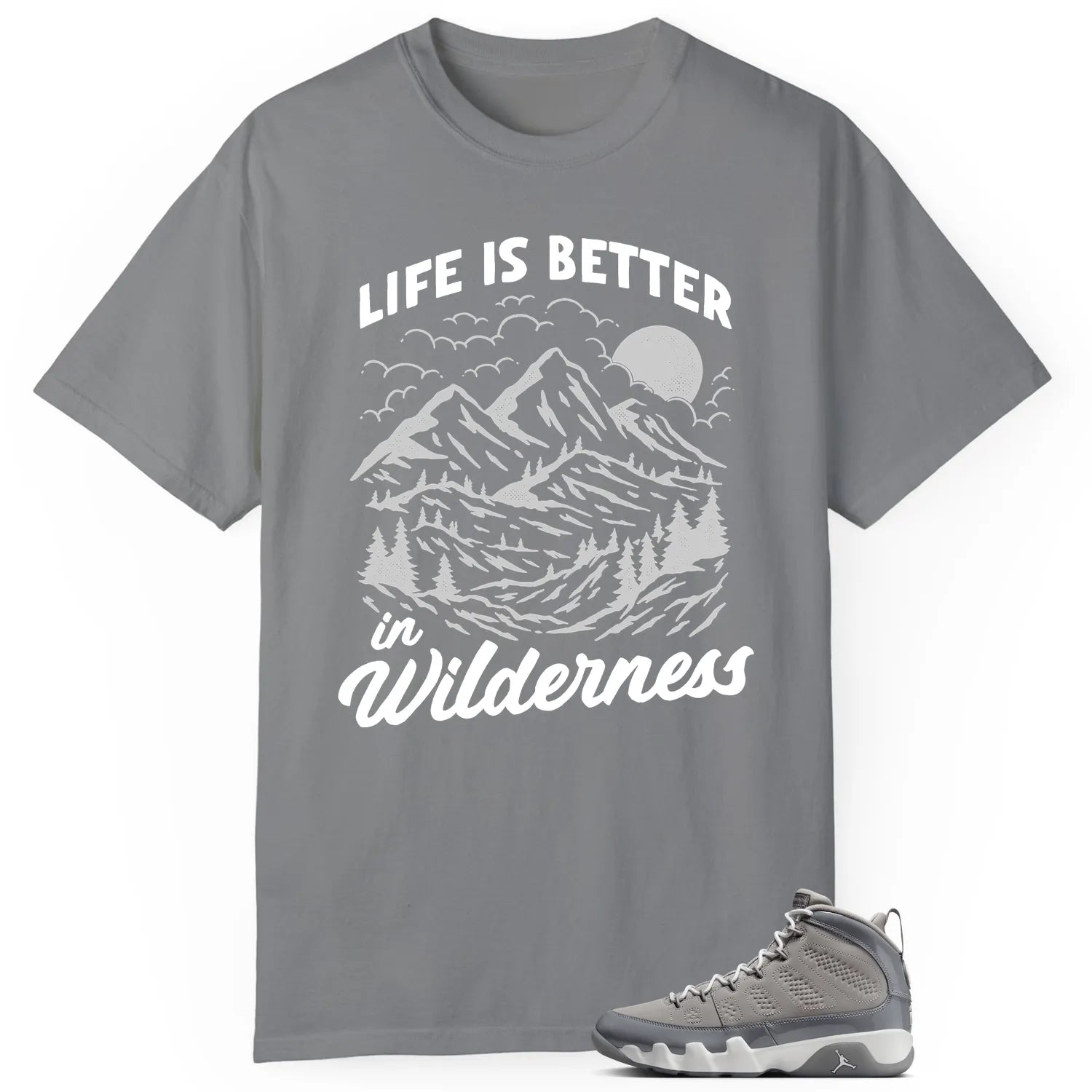 Wilderness T-Shirt, Perfect with Jordan 9 Cool Grey HV4794-011 T-Shirt, Sneaker Match Tee