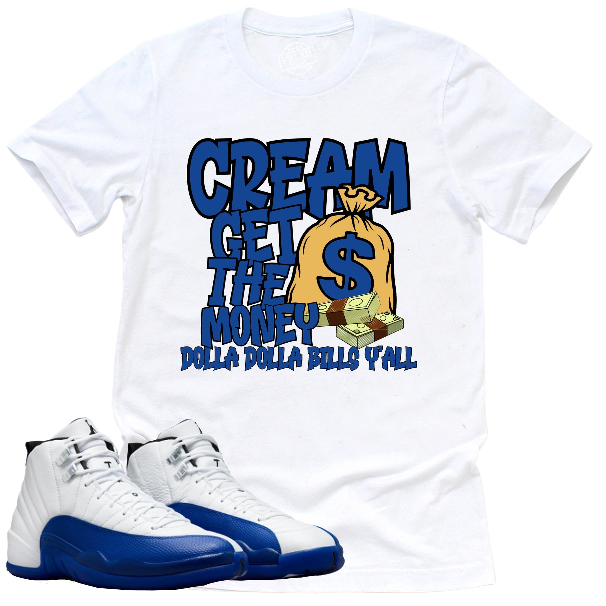 Cream Shirt, Jordan 12 Retro Blueberry Shirt Match Sneaker CT8013-140 T-Shirt, Sneaker Match Tee