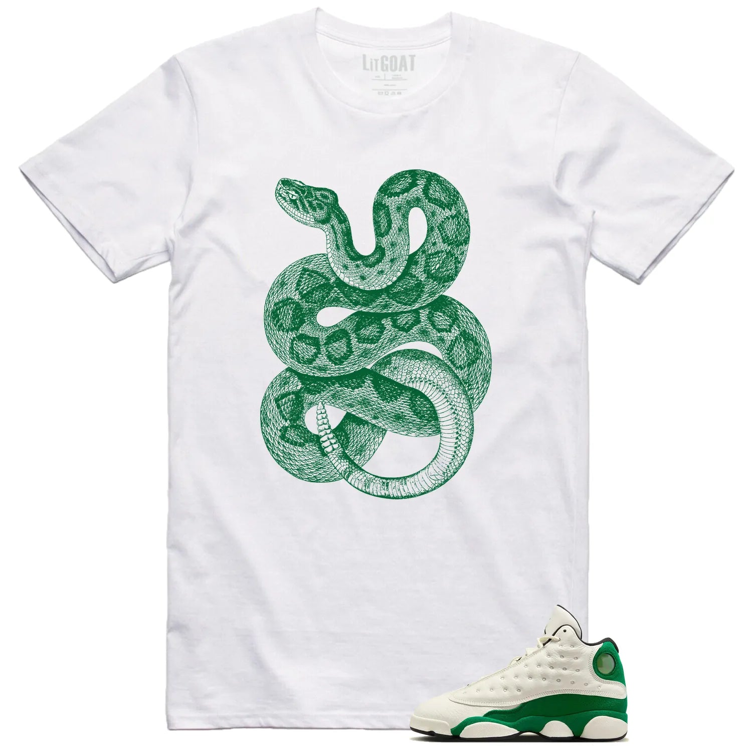 Python Snake Shirt for Air Jordan 13 Pine Green 2025 Sneaker HQ0779-103 T-Shirt, Sneaker Match Tee