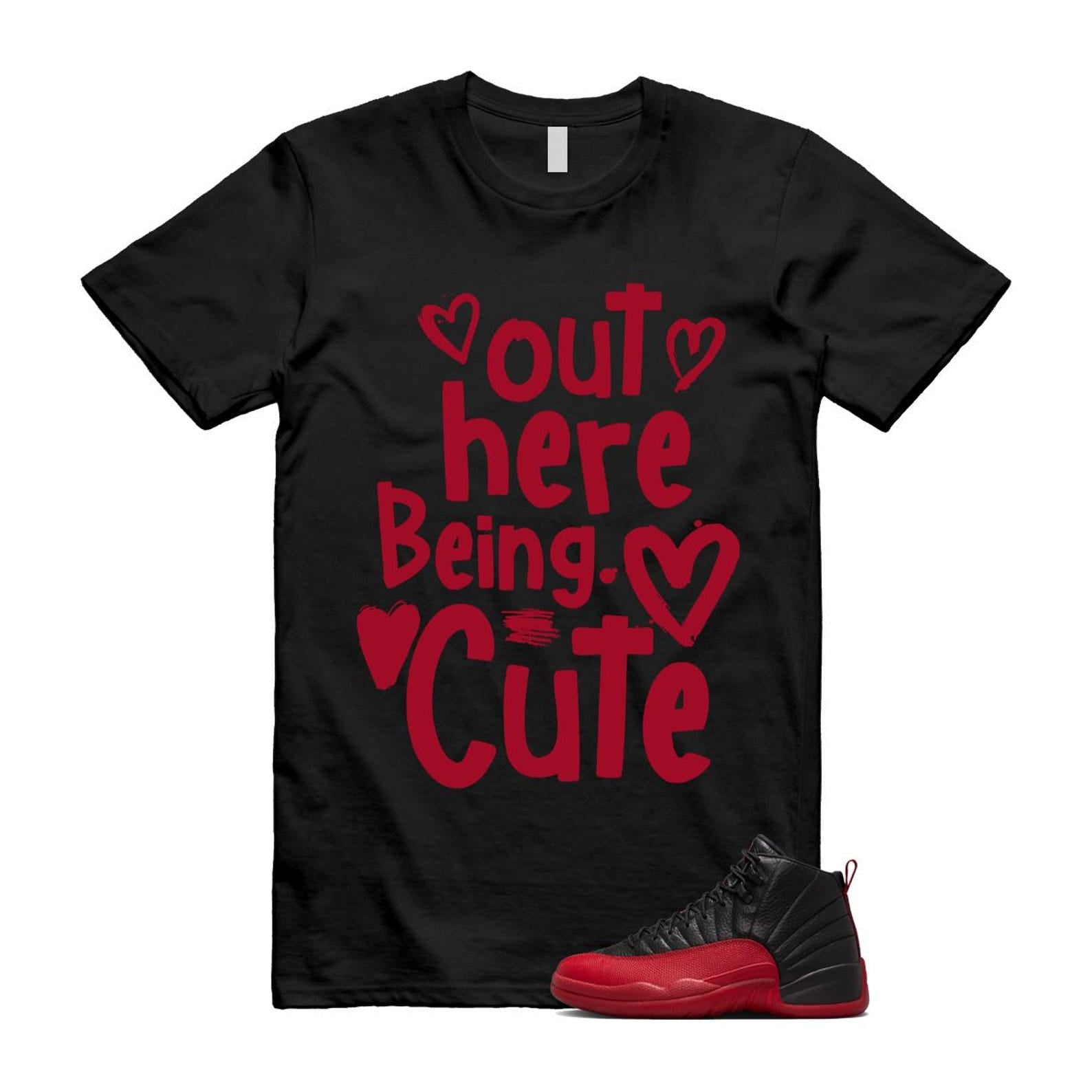 12 Flu Game 2025 Black Varsity Red T Shirt Match C2, 153265-002 T-Shirt, Sneaker Match Tee