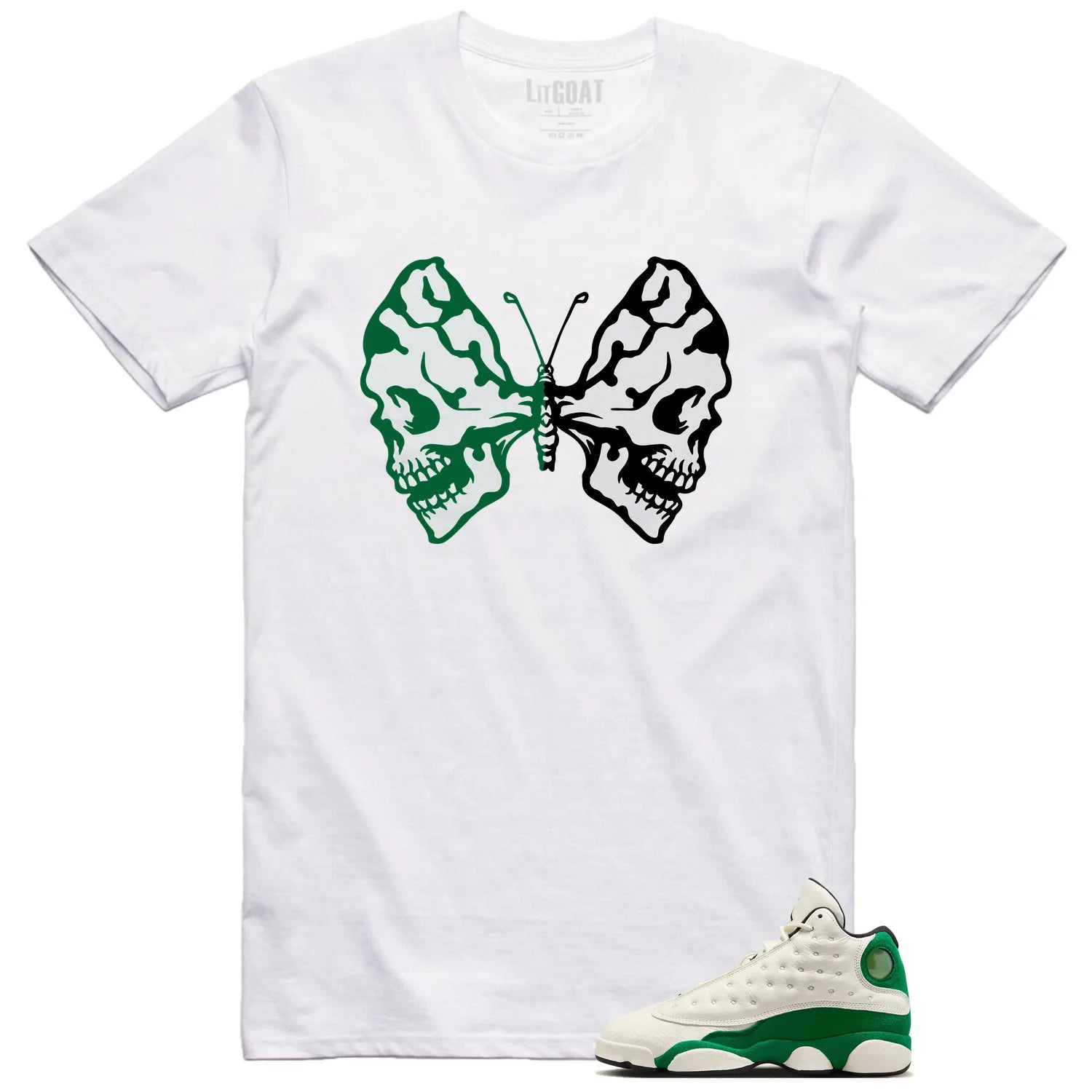 Butterfly Skulls Shirt for Air Jordan 13 Pine Green 2025 Fans HQ0779-103 T-Shirt, Sneaker Match Tee
