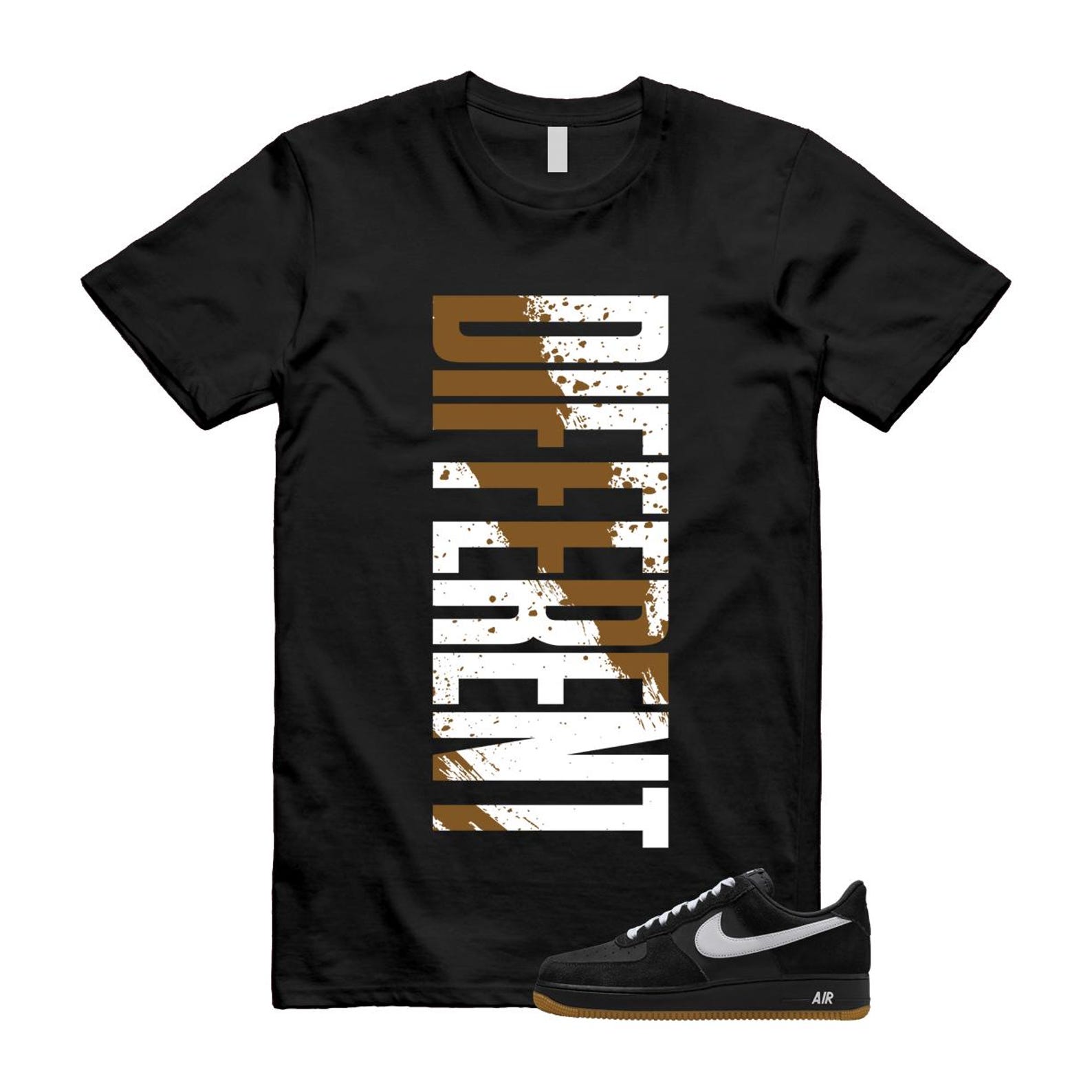 Air Force 1 Black White Gum Light Brown '07 LV8 T Shirt Match DFRNT IB6388-001 T-Shirt, Sneaker Match Tee