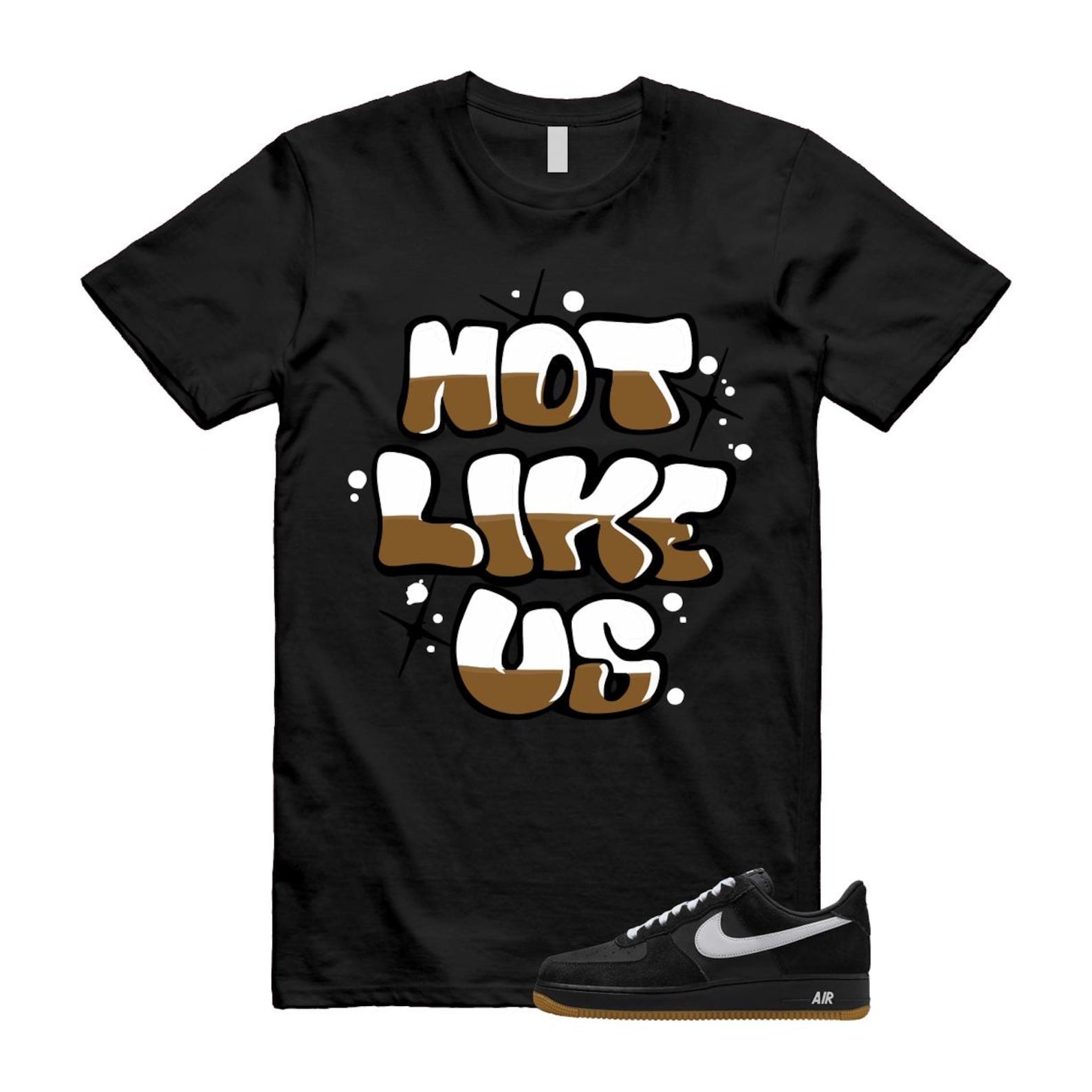 Air Force 1 Black White Gum Light Brown '07 LV8 T Shirt Match NLU IB6388-001 T-Shirt, Sneaker Match Tee