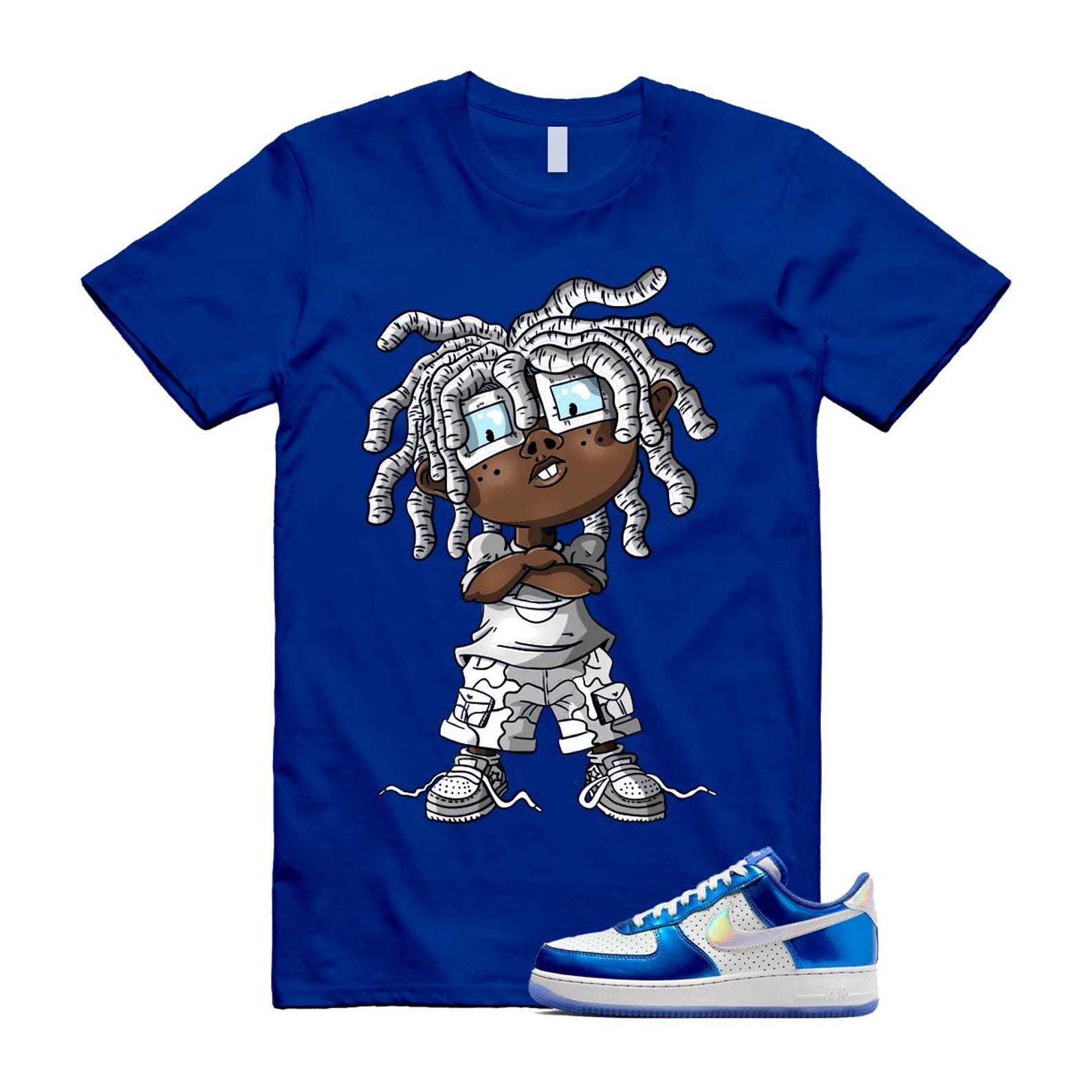 Air Force 1 Blue Light Photo Photon Dust Racer '07 LV8 T Shirt Match CHONGO HV5751-435 T-Shirt, Sneaker Match Tee