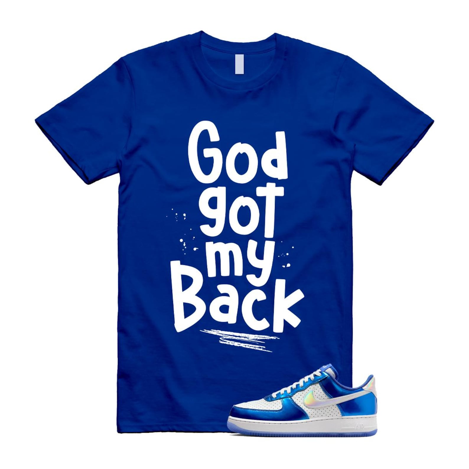 Air Force 1 Blue Light Photo Photon Dust Racer '07 LV8 T Shirt Match GOD HV5751-435 T-Shirt, Sneaker Match Tee
