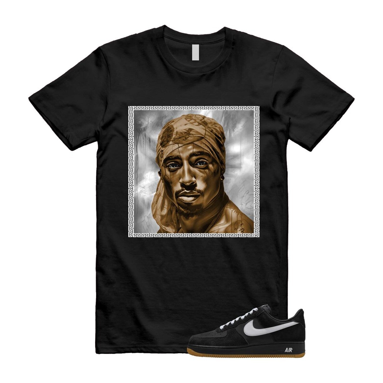 Air Force 1 Black White Gum Light Brown '07 LV8 T Shirt Match PAC IB6388-001 T-Shirt, Sneaker Match Tee