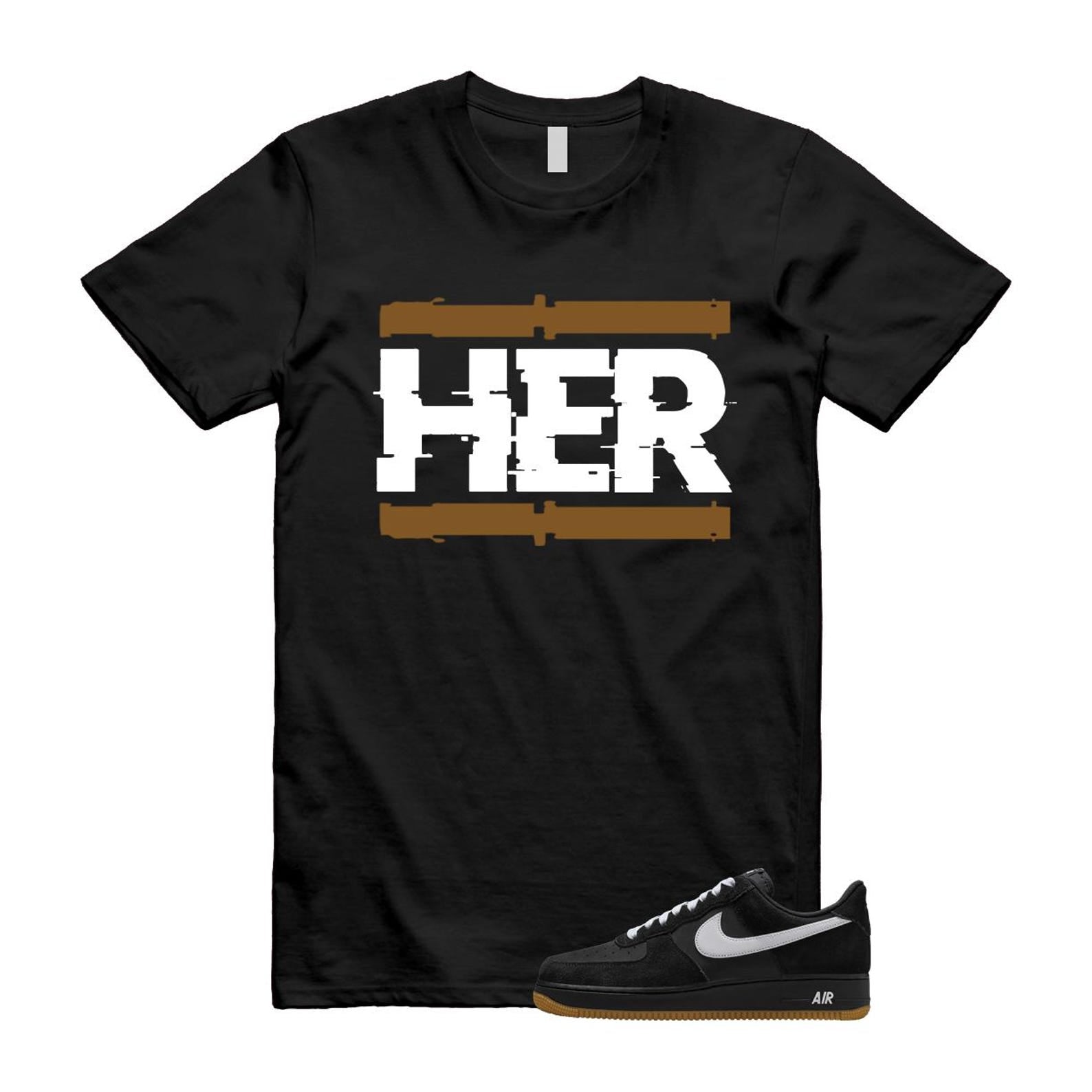 Air Force 1 Black White Gum Light Brown '07 LV8 T Shirt Match HER IB6388-001 T-Shirt, Sneaker Match Tee