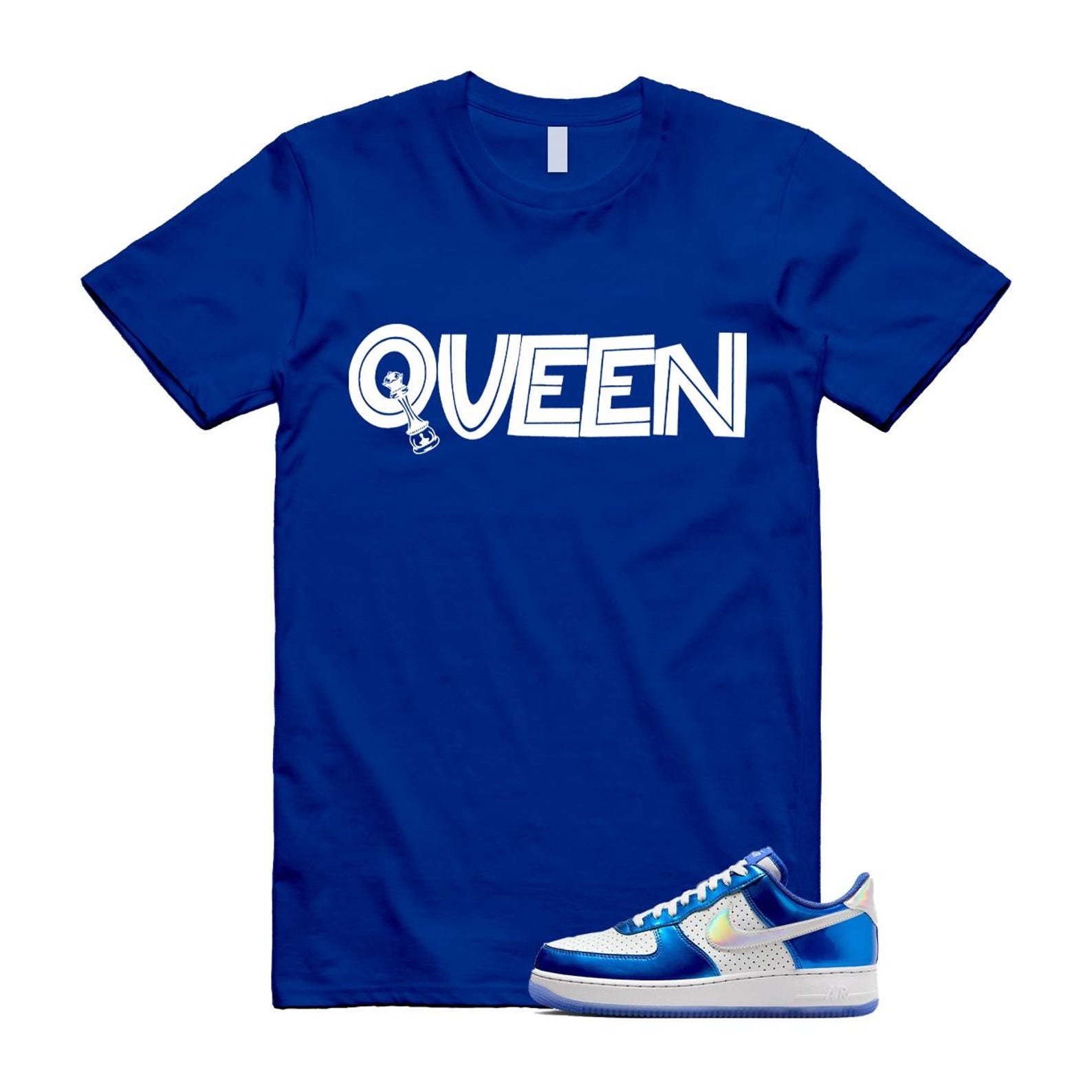 Air Force 1 Blue Light Photo Photon Dust Racer '07 LV8 T Shirt Match QUEEN HV5751-435 T-Shirt, Sneaker Match Tee