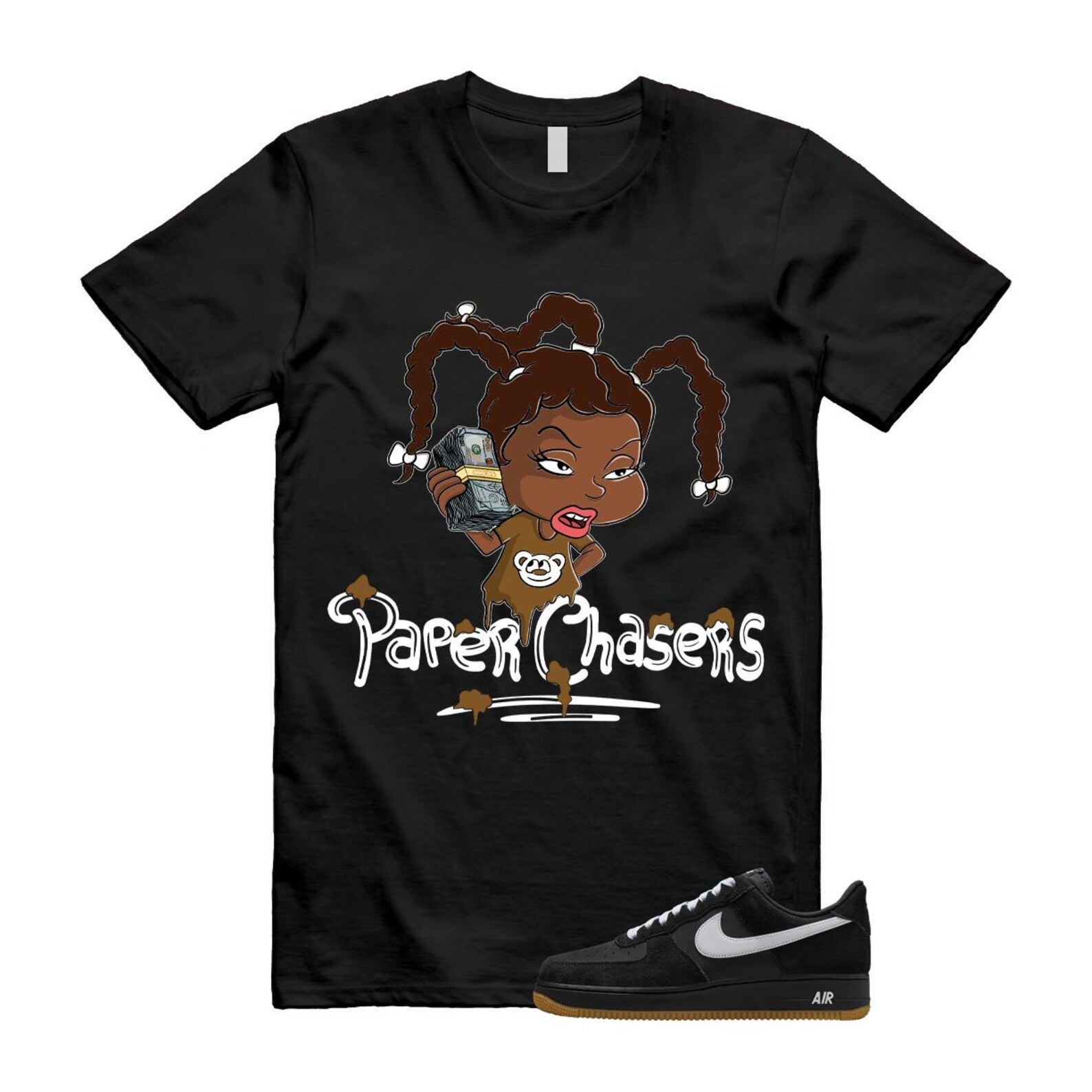 Air Force 1 Black White Gum Light Brown '07 LV8 T Shirt Match PC IB6388-001 T-Shirt, Sneaker Match Tee