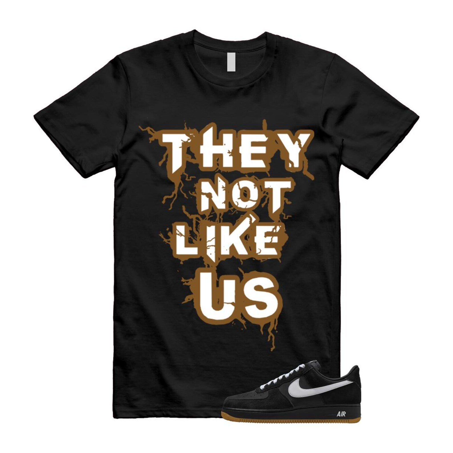 Air Force 1 Black White Gum Light Brown '07 LV8 T Shirt Match US IB6388-001 T-Shirt, Sneaker Match Tee