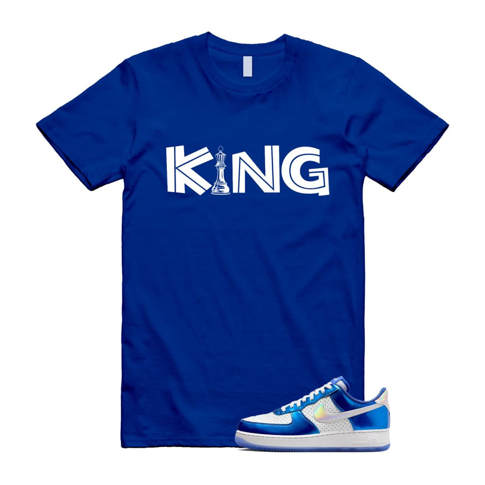 Air Force 1 Blue Light Photo Photon Dust Racer '07 LV8 T Shirt Match KING HV5751-435 T-Shirt, Sneaker Match Tee