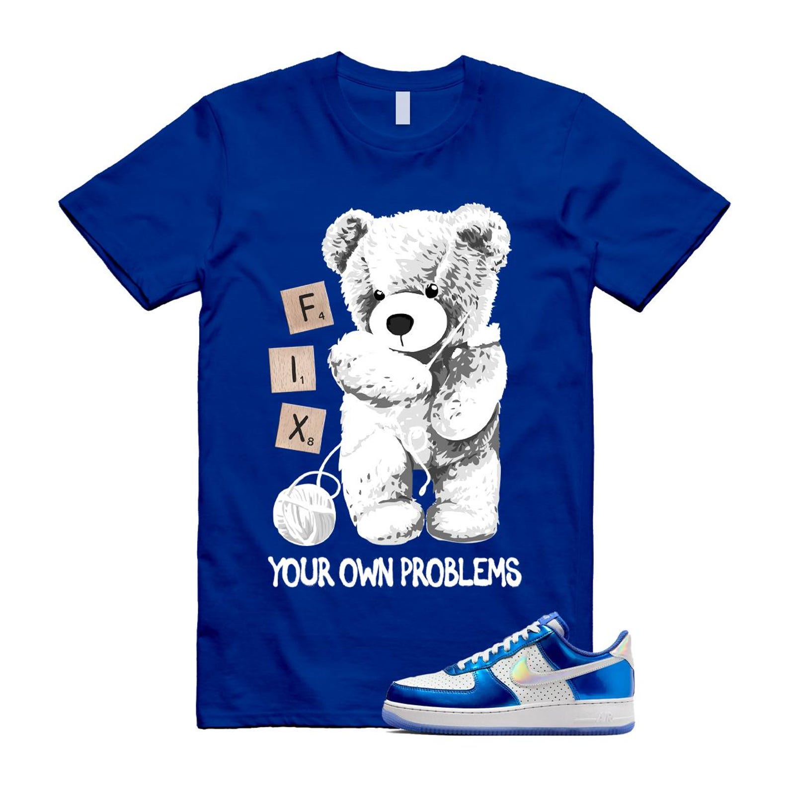 Air Force 1 Blue Light Photo Photon Dust Racer '07 LV8 T Shirt Match FIX HV5751-435 T-Shirt, Sneaker Match Tee