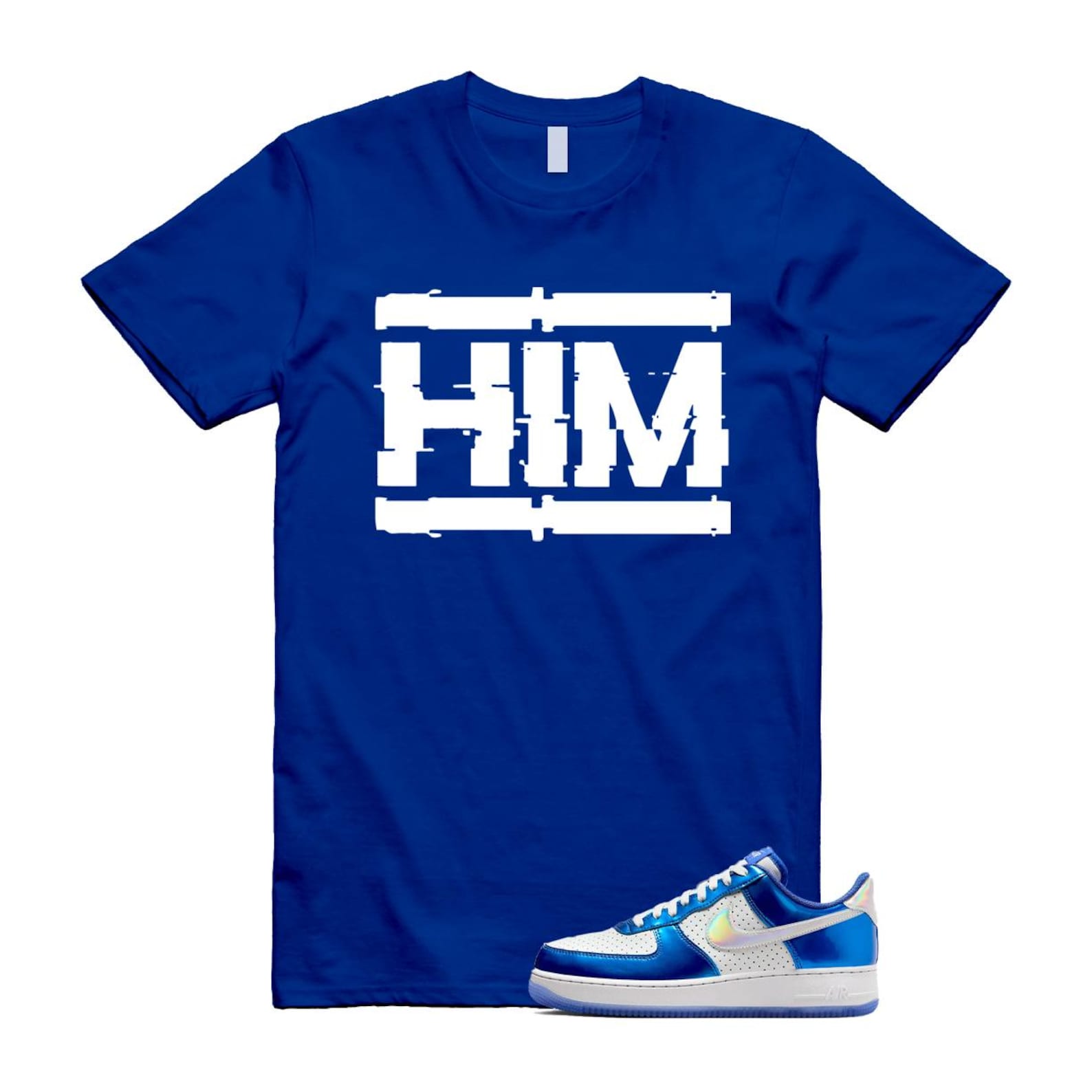 Air Force 1 Blue Light Photo Photon Dust Racer '07 LV8 T Shirt Match HIM HV5751-435 T-Shirt, Sneaker Match Tee