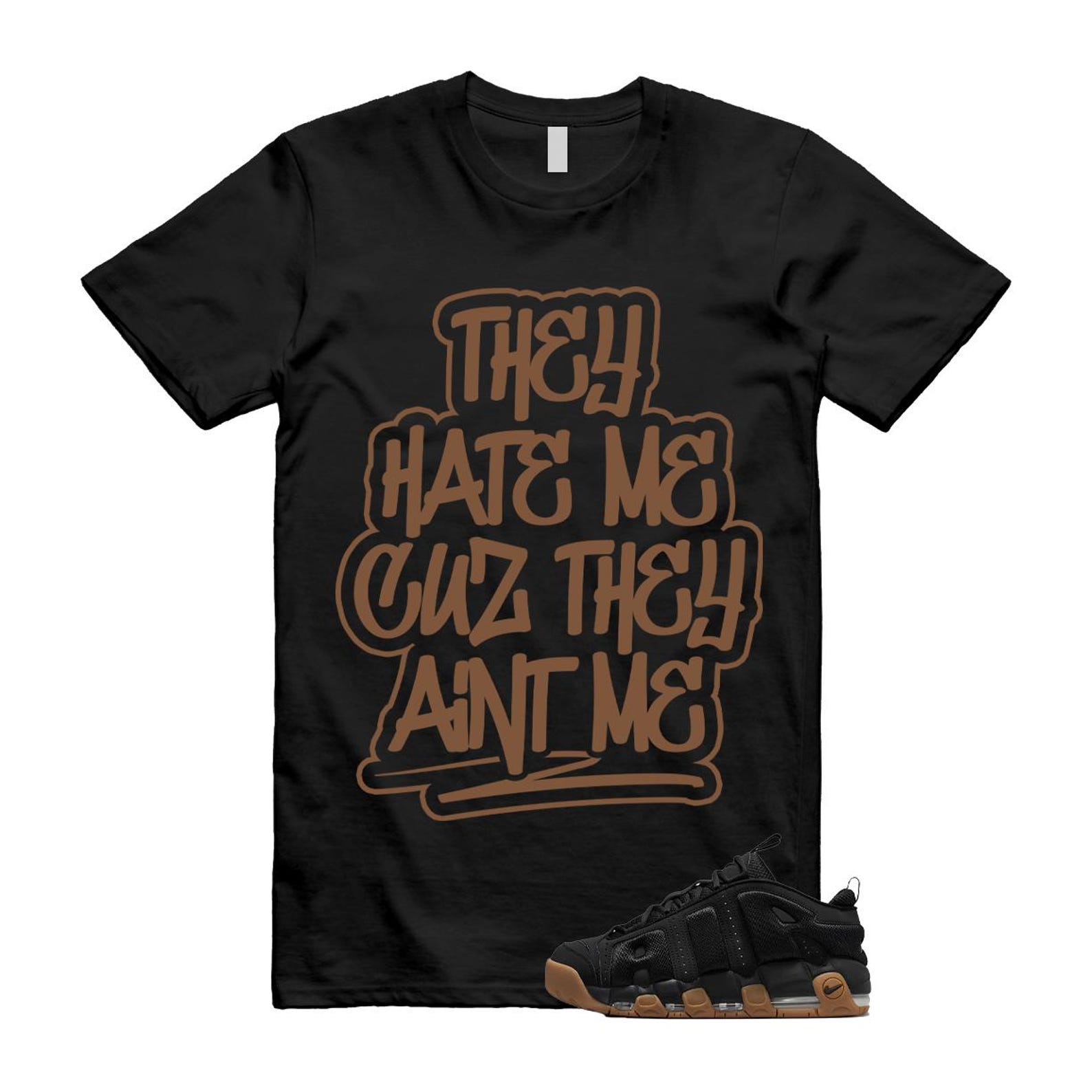 Uptempo Black Gum Air More T Shirt Match AINT FZ3055-003 T-Shirt, Sneaker Match Tee