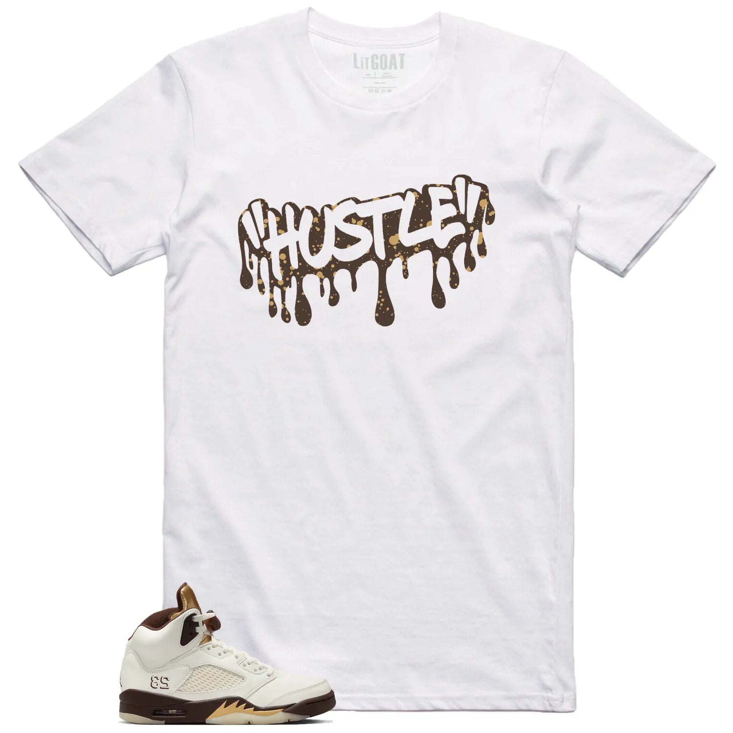 Hustle Drip T-Shirt Matching Jordan 5 Retro Golden Ticket DD9336-200 T-Shirt, Sneaker Match Tee