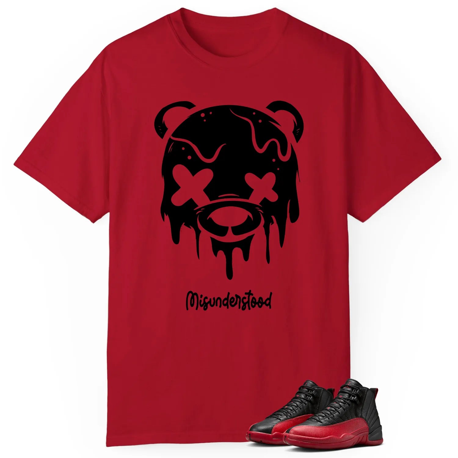 Air Jordan 12 Flu Game Matching T-Shirt, Drippy Bear Graphic CT8013-002 T-Shirt, Sneaker Match Tee
