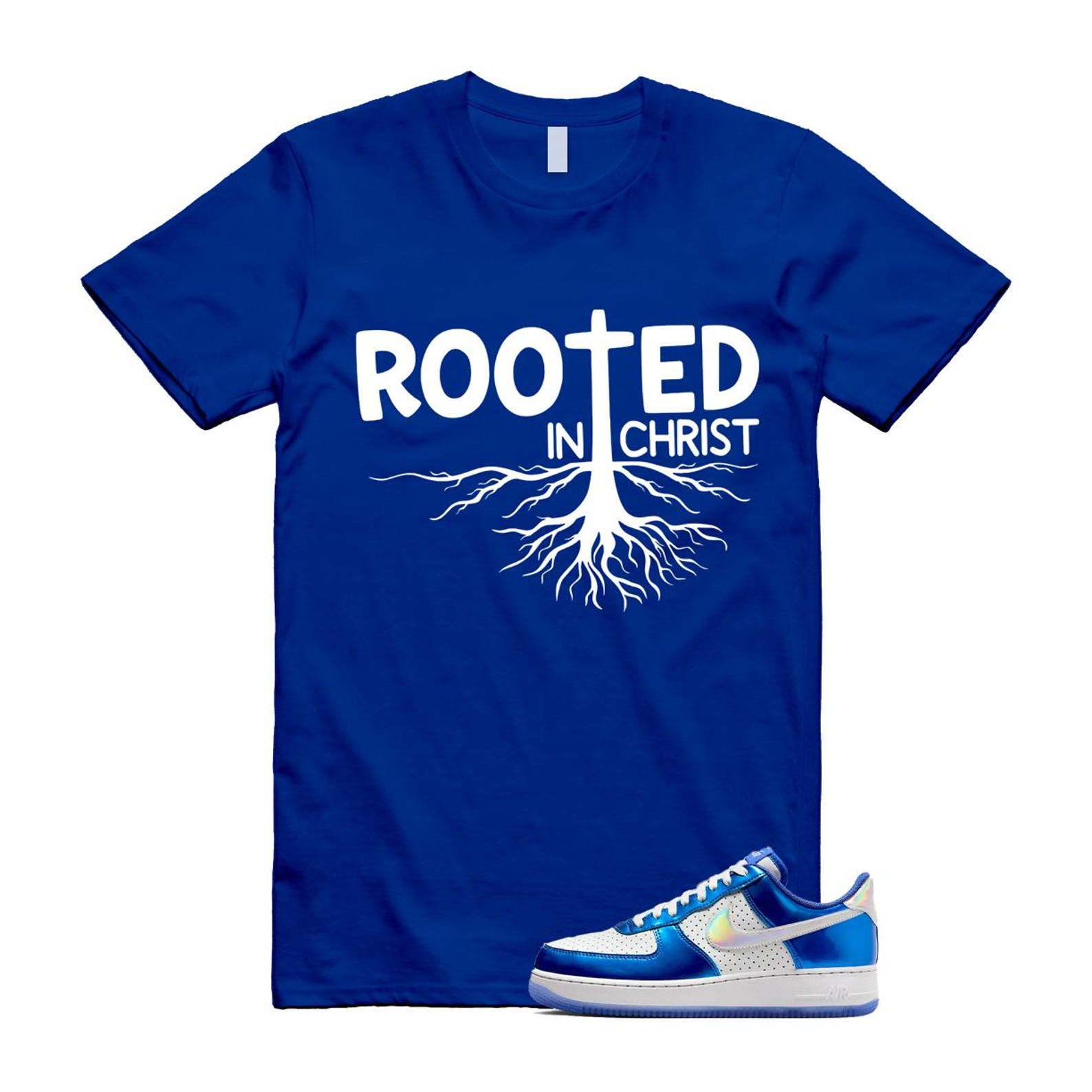 Air Force 1 Blue Light Photo Photon Dust Racer '07 LV8 T Shirt Match ROOTED HV5751-435 T-Shirt, Sneaker Match Tee