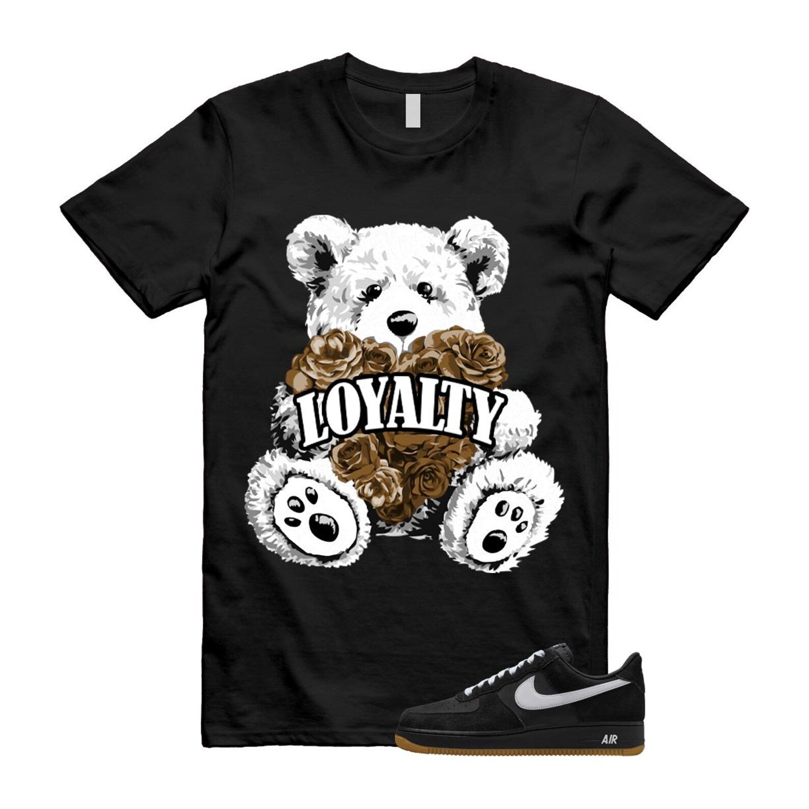 Air Force 1 Black White Gum Light Brown '07 LV8 T Shirt Match LYLTY IB6388-001 T-Shirt, Sneaker Match Tee