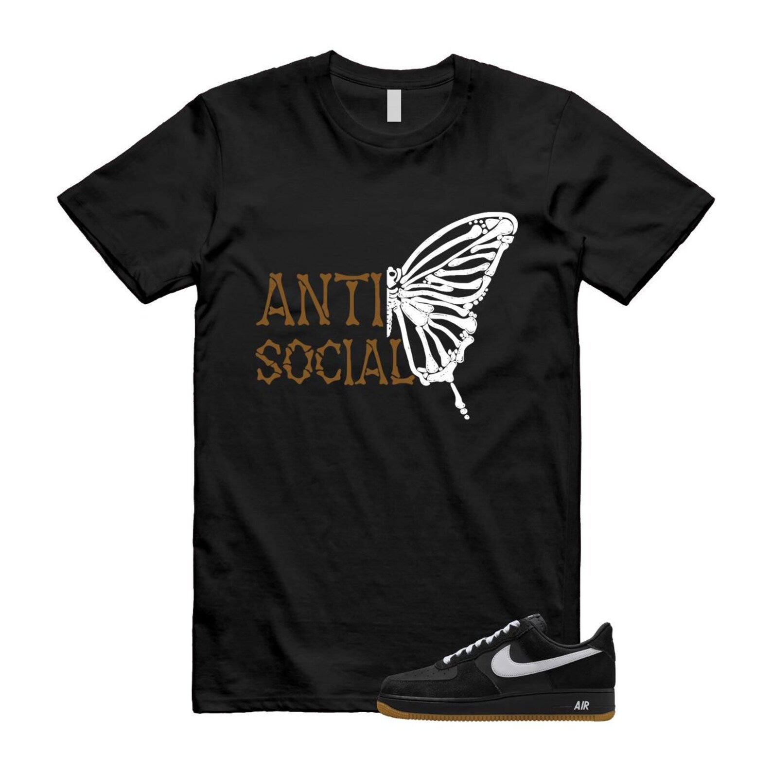 Air Force 1 Black White Gum Light Brown '07 LV8 T Shirt Match ASB IB6388-001 T-Shirt, Sneaker Match Tee