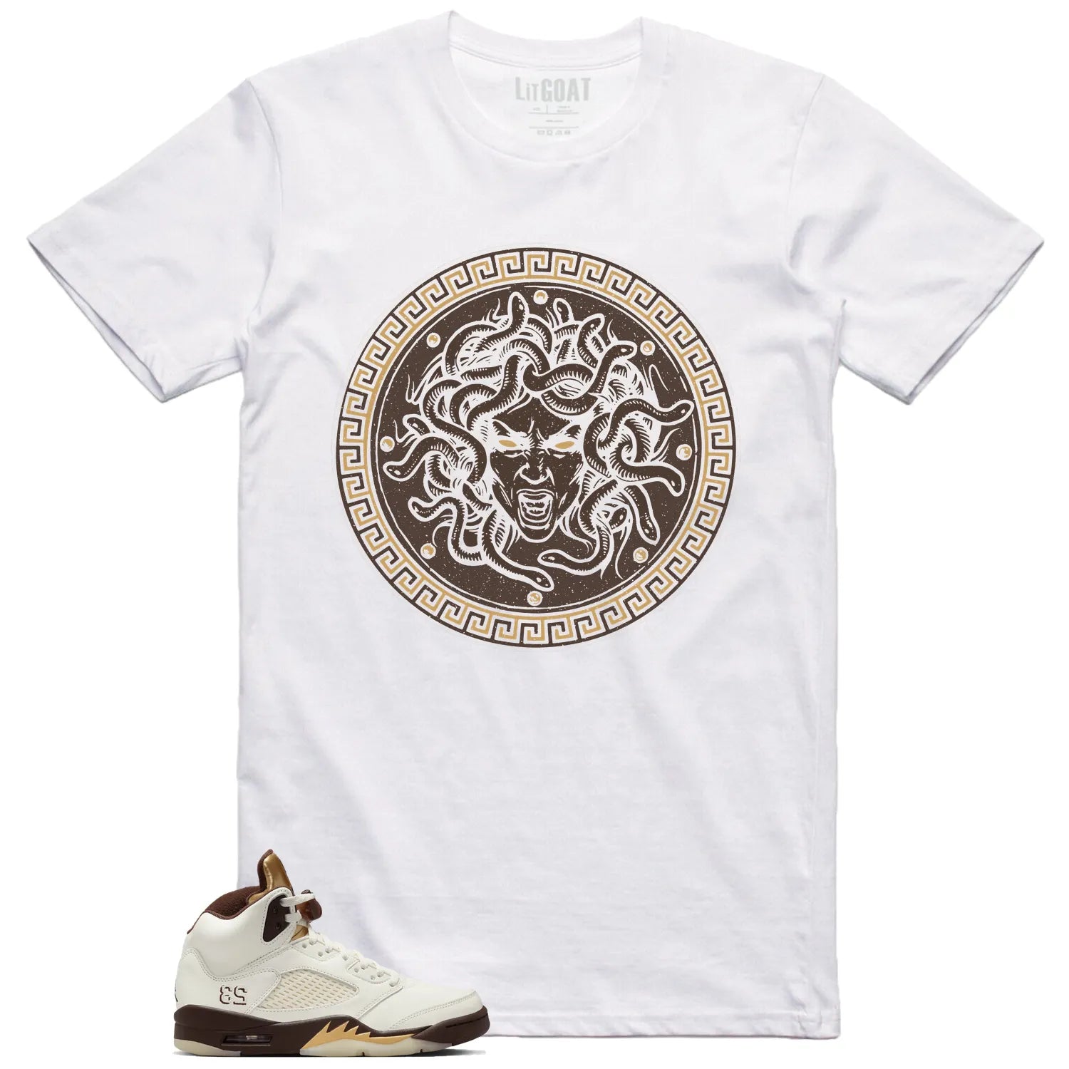 Medusa T-Shirt for Jordan 5 Retro Golden Ticket Kicks DD9336-200 T-Shirt, Sneaker Match Tee
